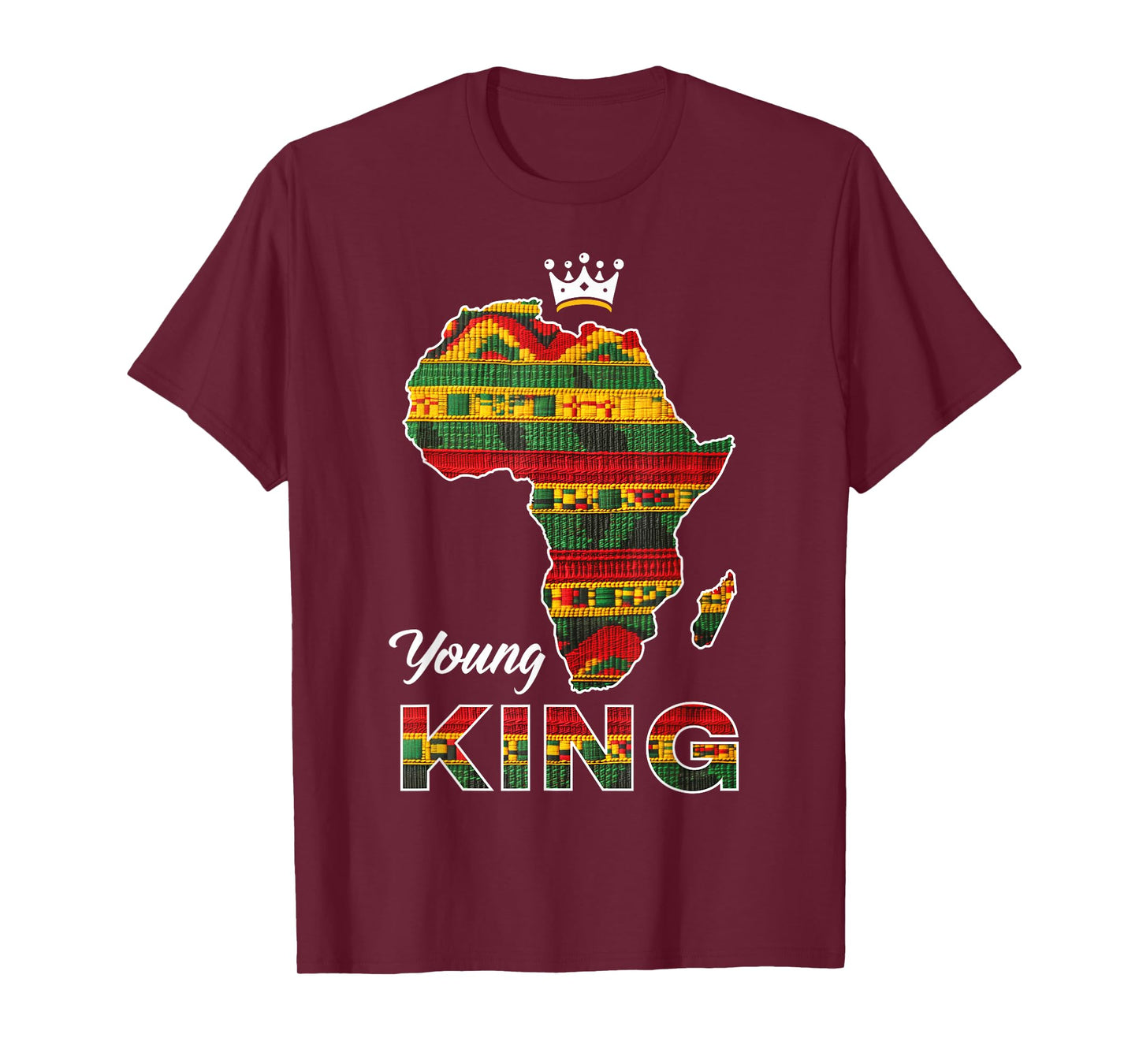 Young African King Map Kente Art Men Boy Black History Month T-Shirt