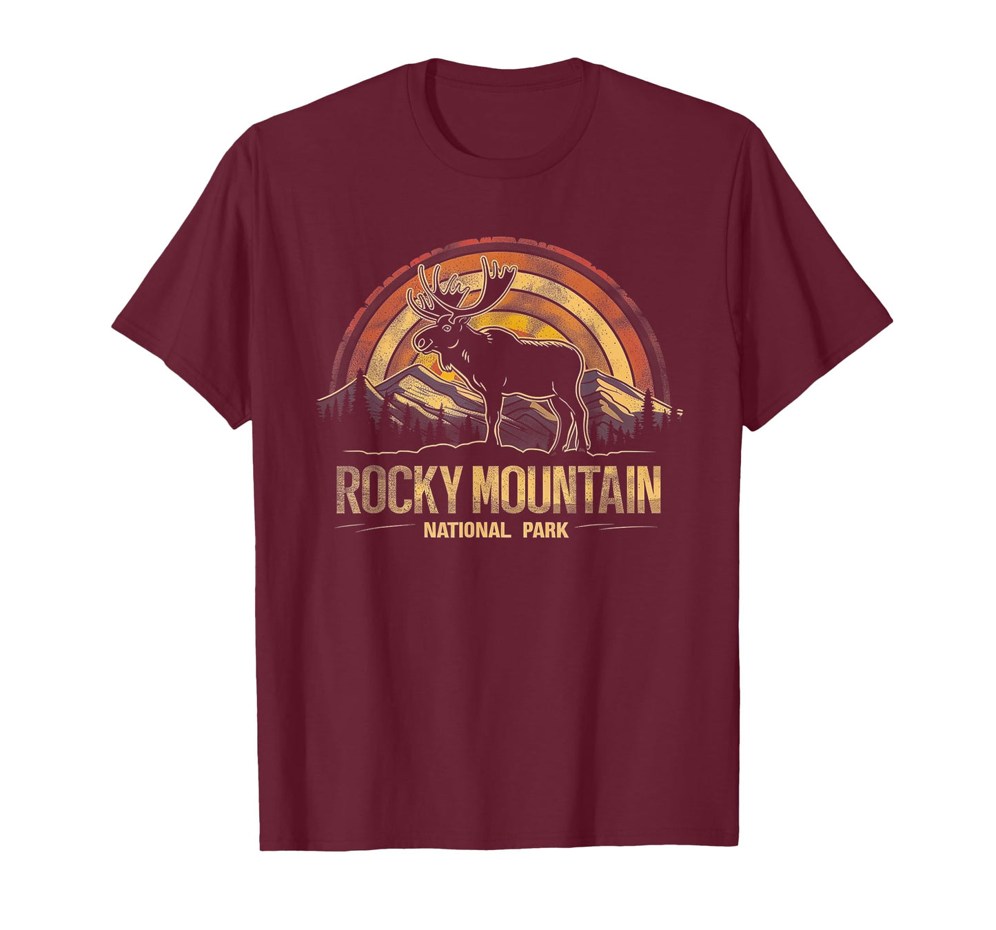 Rocky Mountain US National Park Vintage Men Women Kids Retro T-Shirt