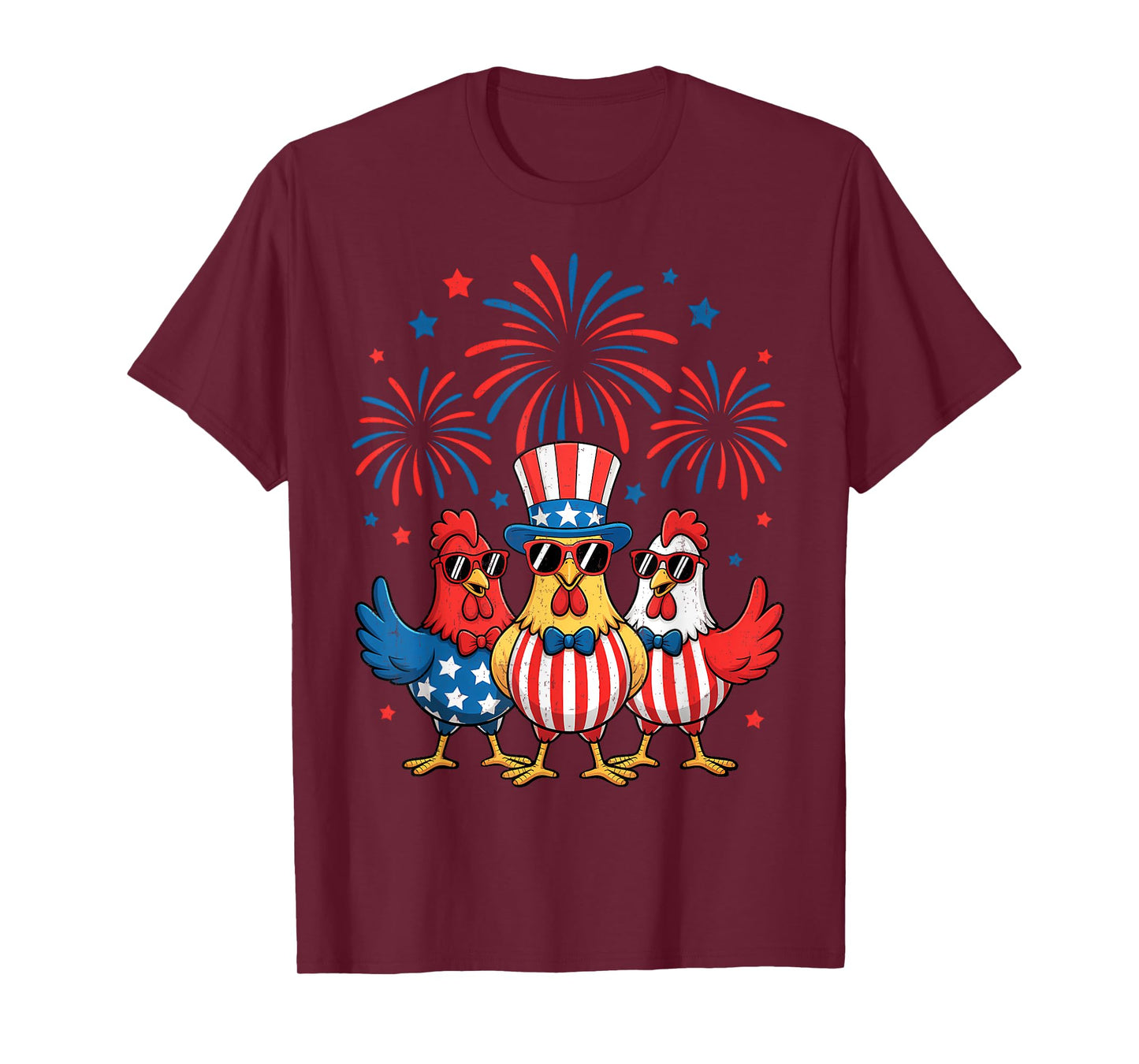 4th Of July Chickens Stars Stripes Farmer Women Men Kids T-Shirt