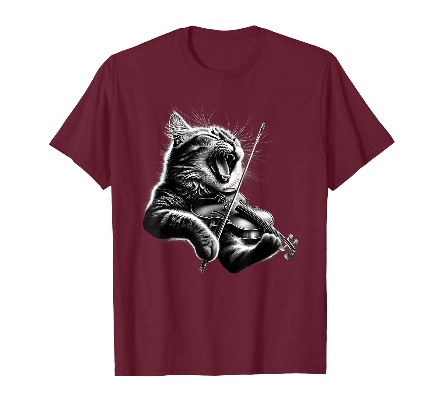 Funny Orchestra Musician Violinist Rock Cat Playing Violin T-Shirt for Men Women Girls Kids