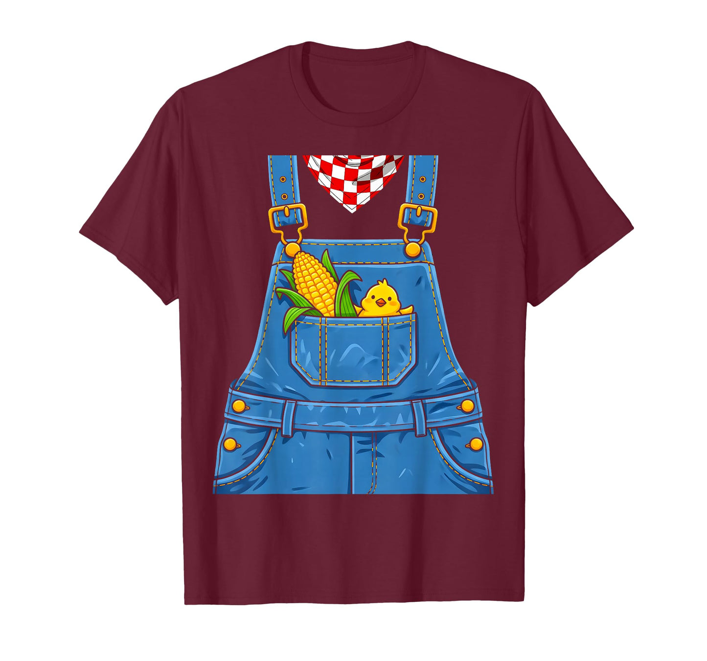 Halloween Farmer Overalls Corn Farm Costume for Men Women T-Shirt
