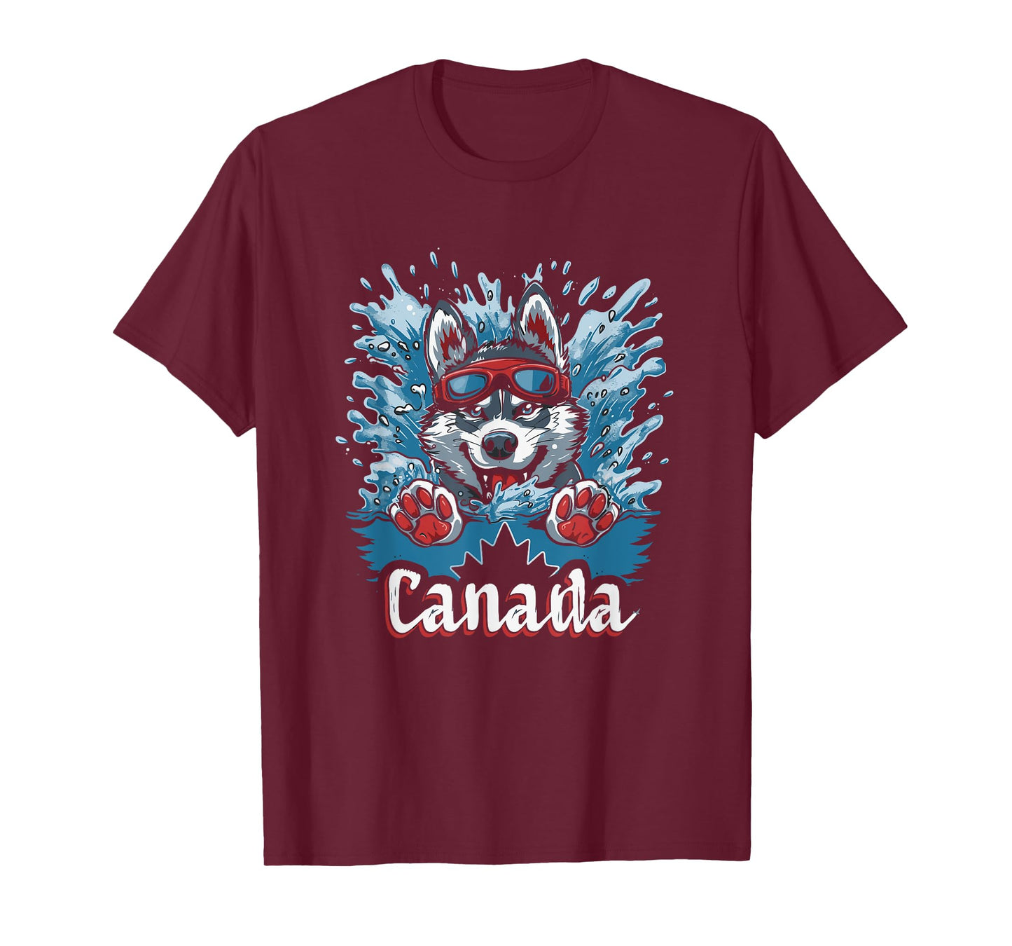 Canada Husky Dog Swimming Art - Canadian Souvenir T-Shirt