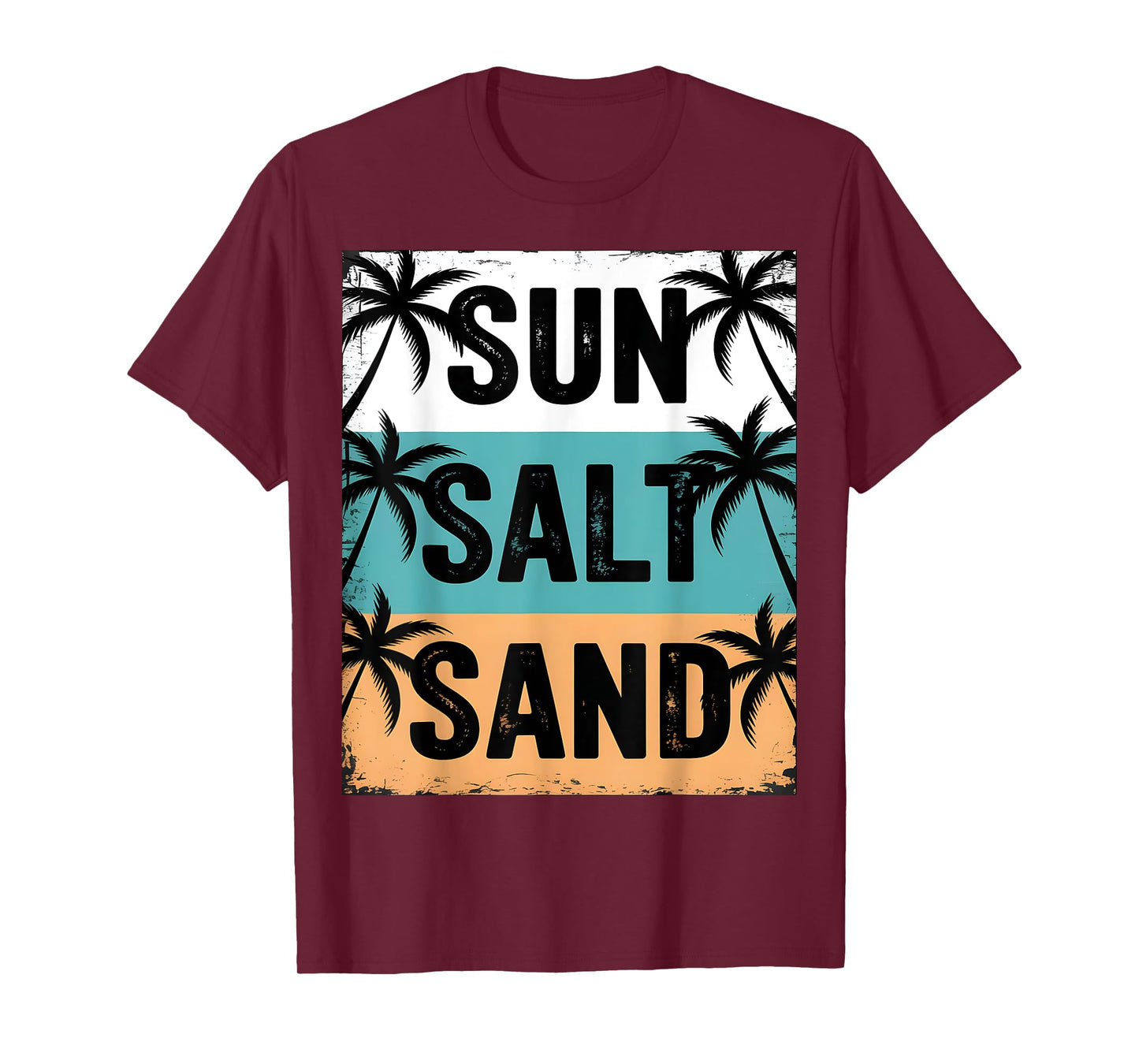 Sun Salt Sand Summer Beach Vibes Family Vacation Retro Funny T-Shirt