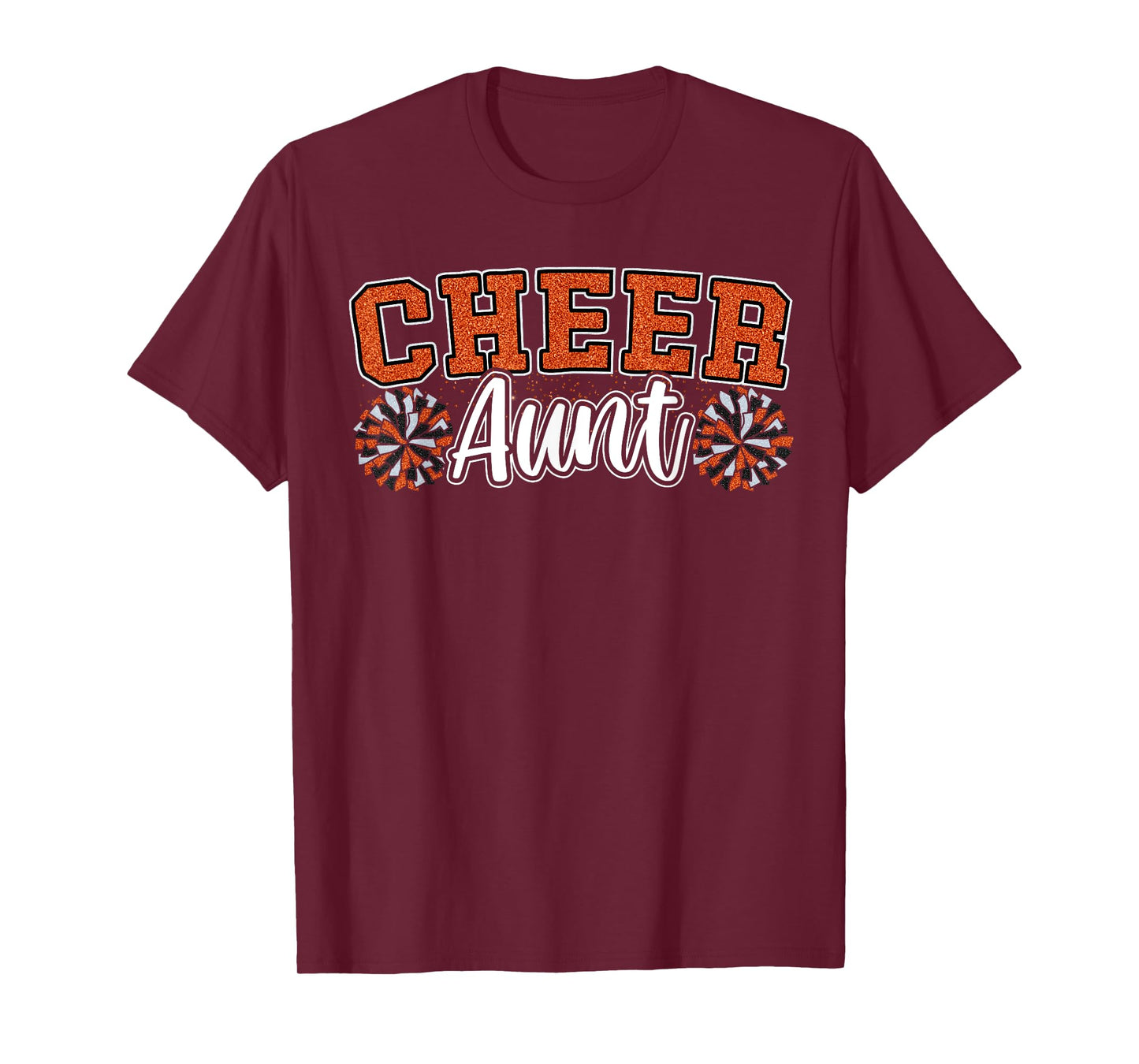 Loud Proud Cheer Aunt Team Orange Pom Poms Cheerleader Women T-Shirt