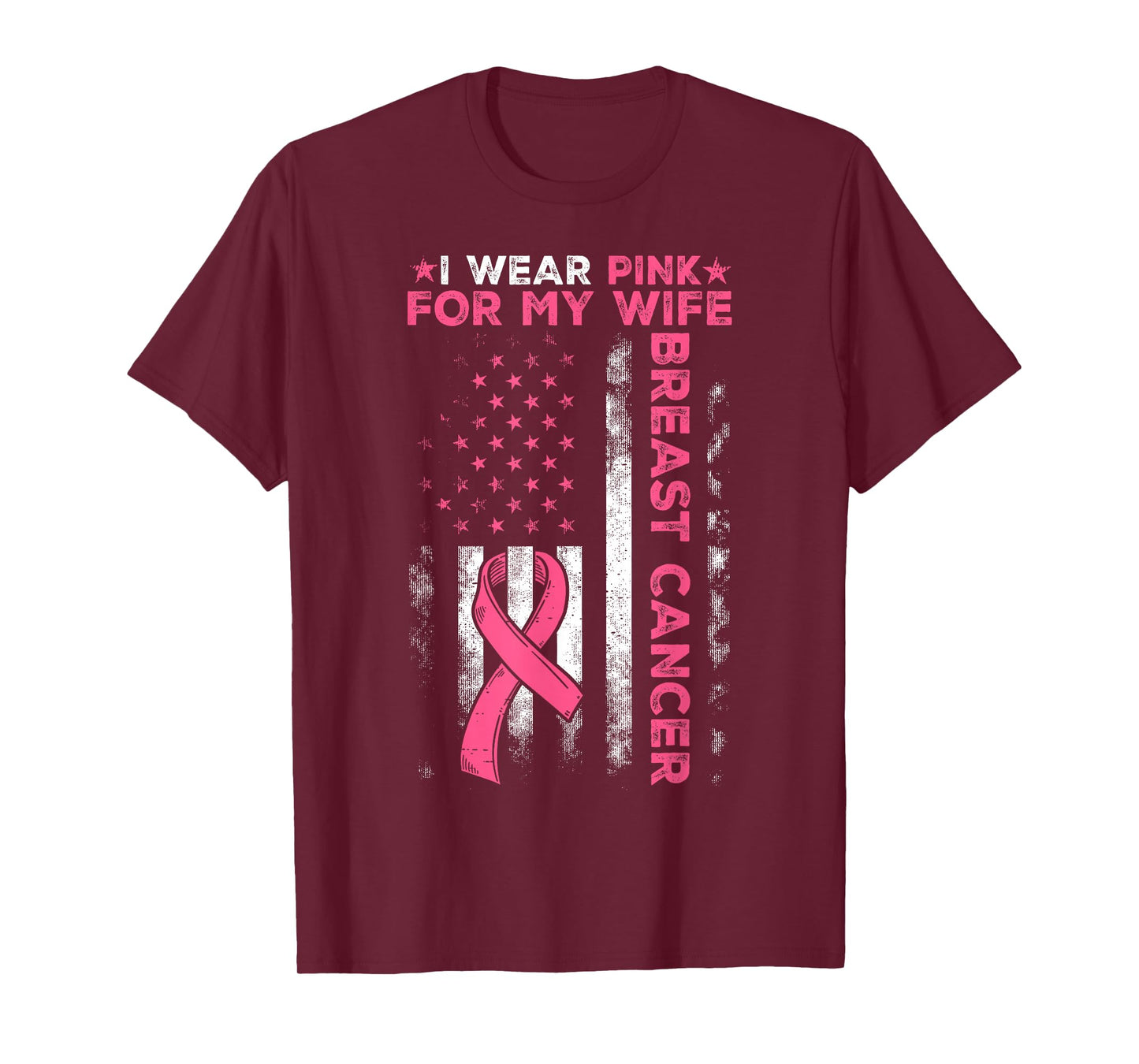 I Wear Pink for My Wife Breast Cancer Awareness Husband Men T-Shirt