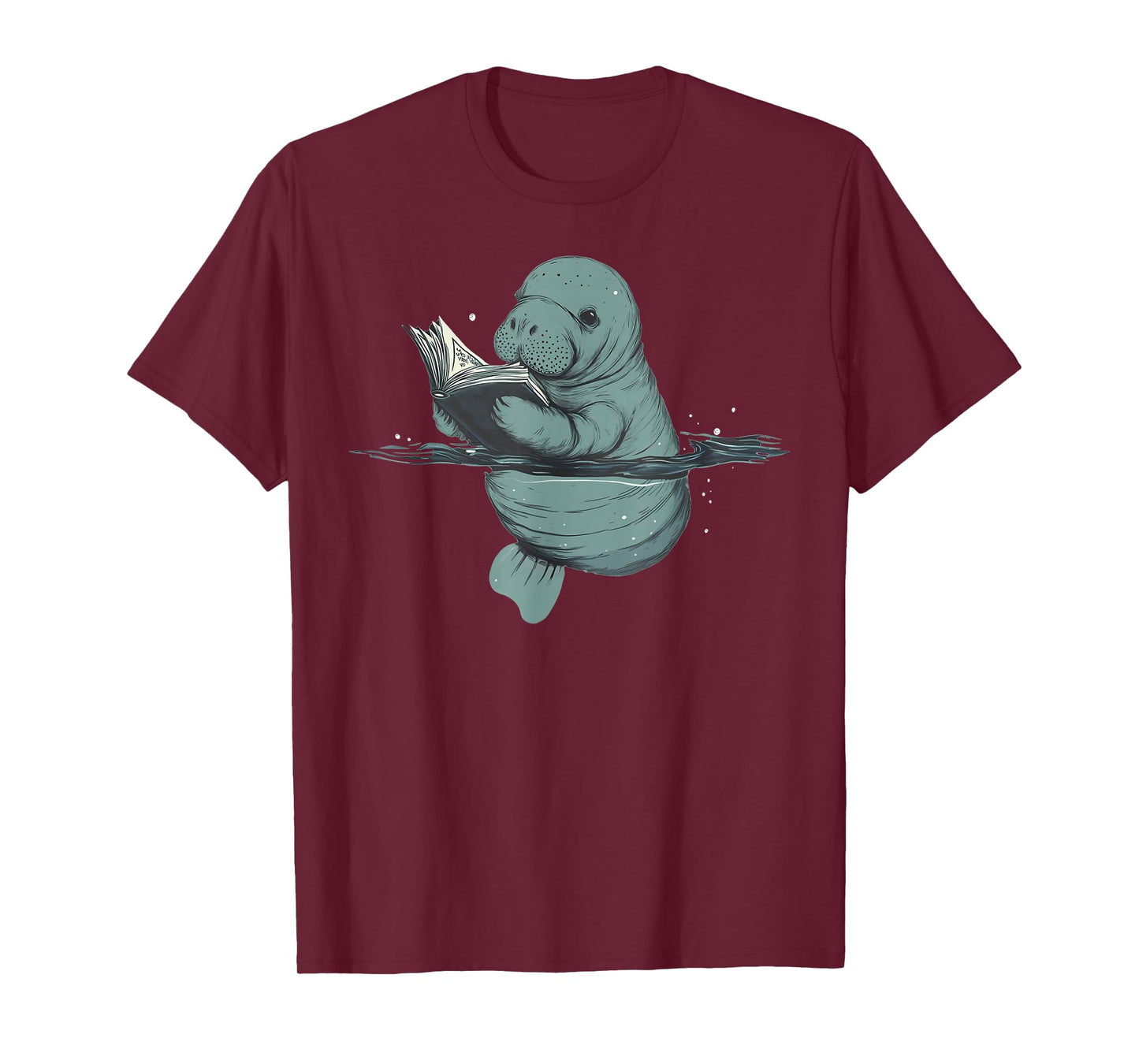Manatee Reading Book Bookworm Manatees Ocean Animal Lover T-Shirt