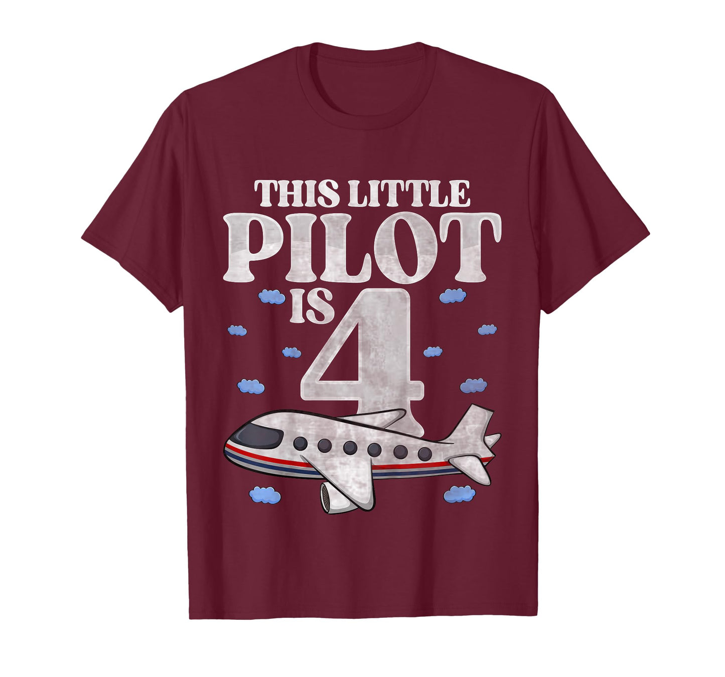 Kids This Little Pilot Is 4 Airplane Four Years Old 4th Birthday T-Shirt