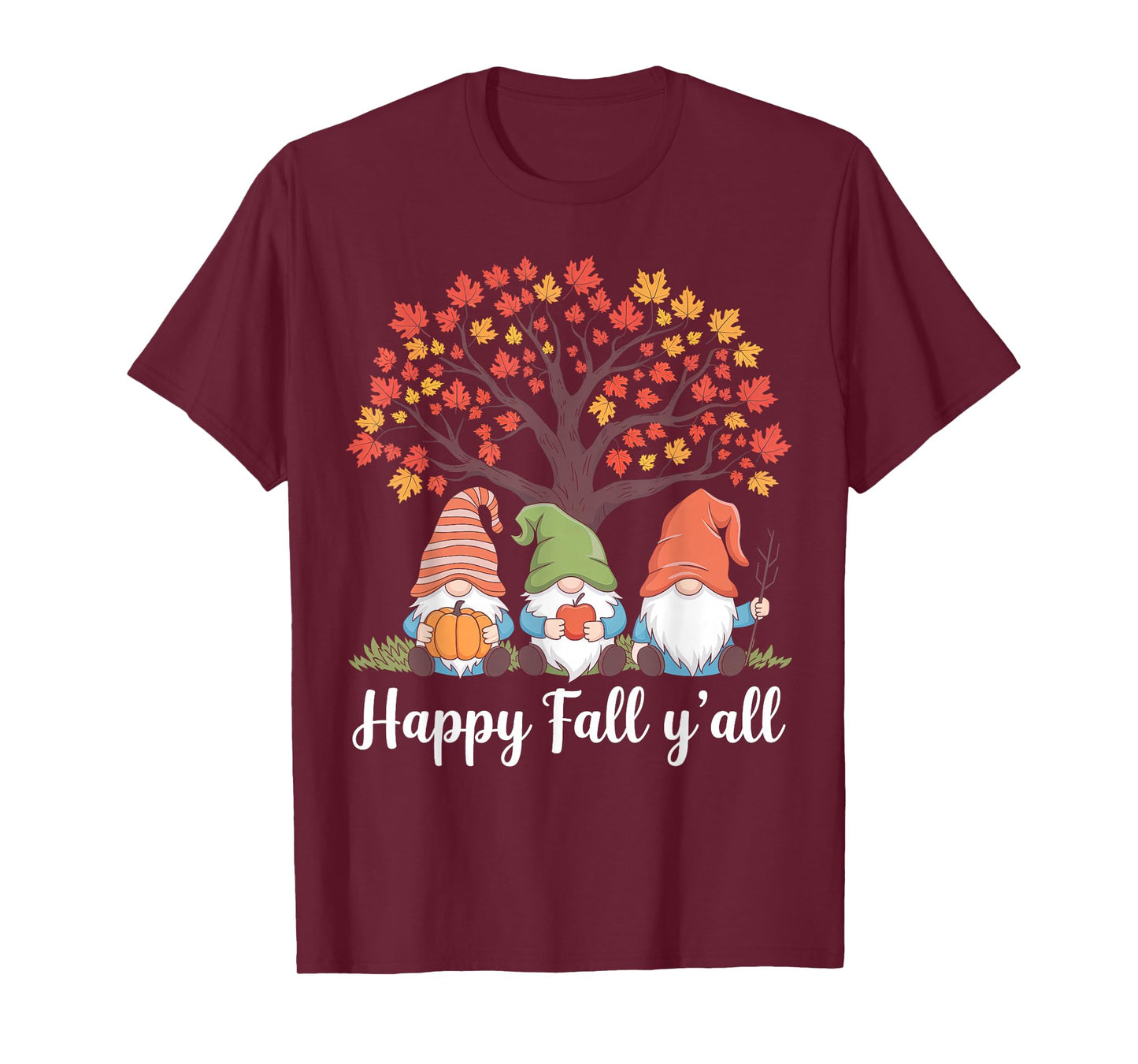 Happy Fall Y'all Gnome Pumpkin Season Autumn Thanksgiving T-Shirt