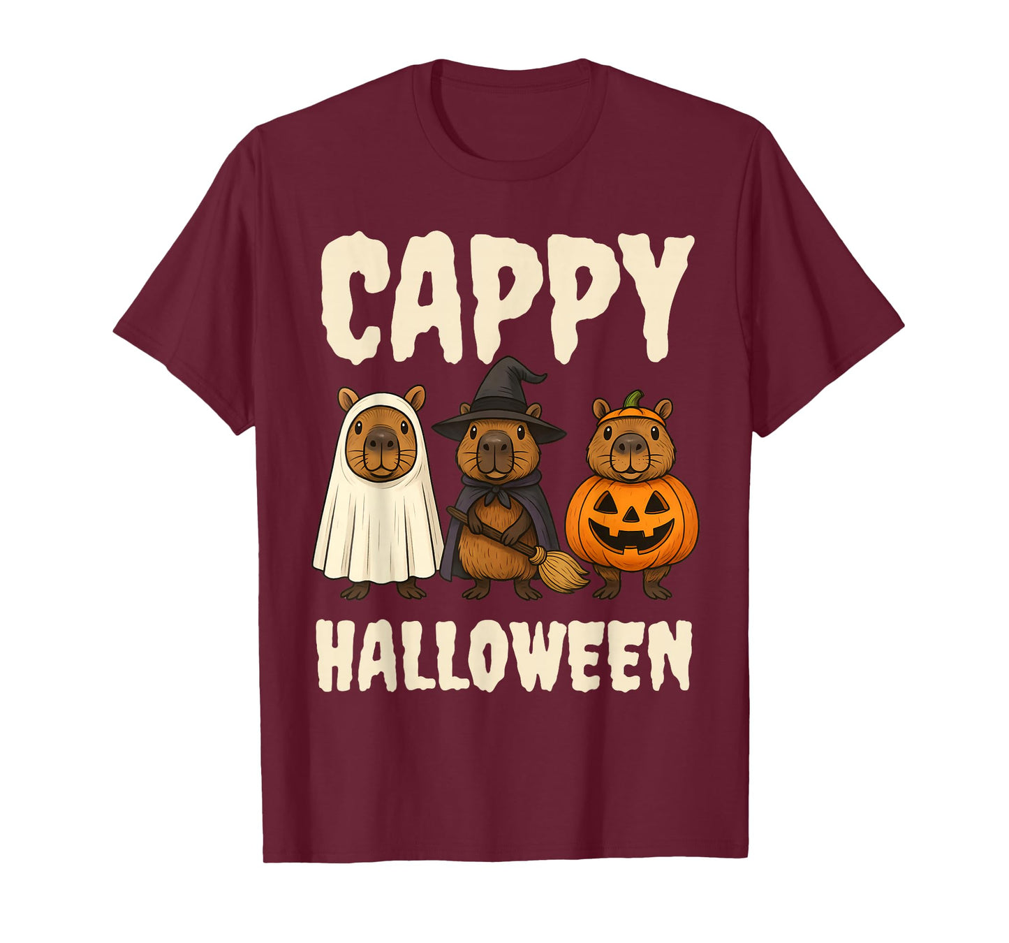 Cappy Halloween Funny Capybara Ghost Witch Pumpkin Spooky T-Shirt