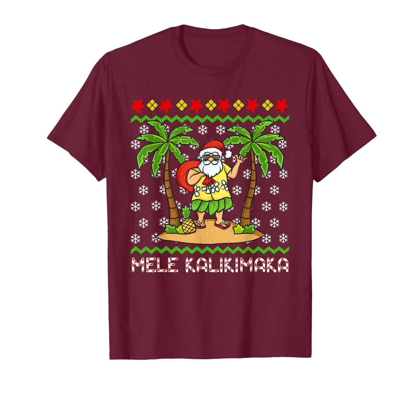 Mele Kalikimaka Hawaiian Christmas In July Hawaii Santa T-Shirt