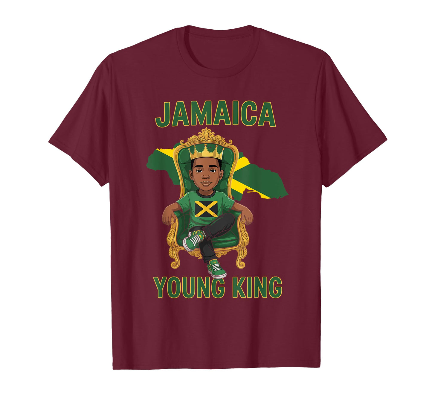 Jamaica Young King Proud Jamaican Flag For Boys T-Shirt