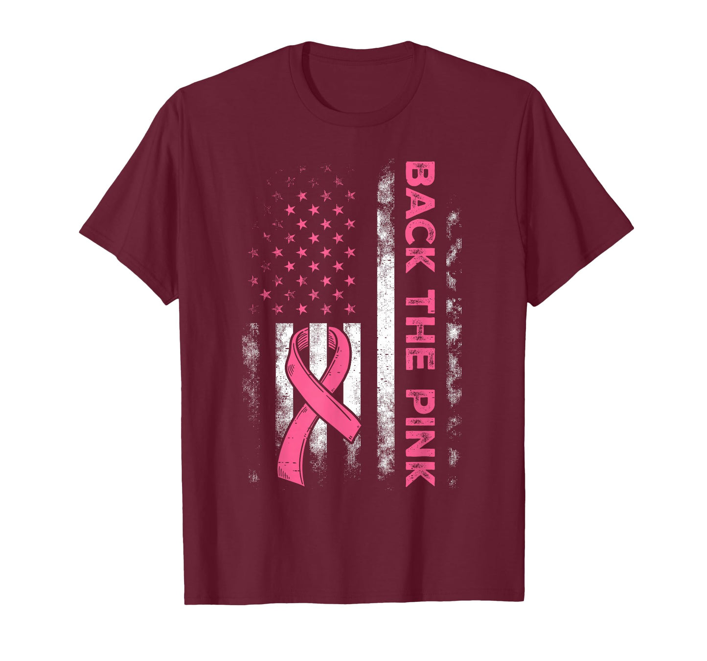 Back The Pink Us Flag Breast Cancer Awareness Women Men Kids T-Shirt