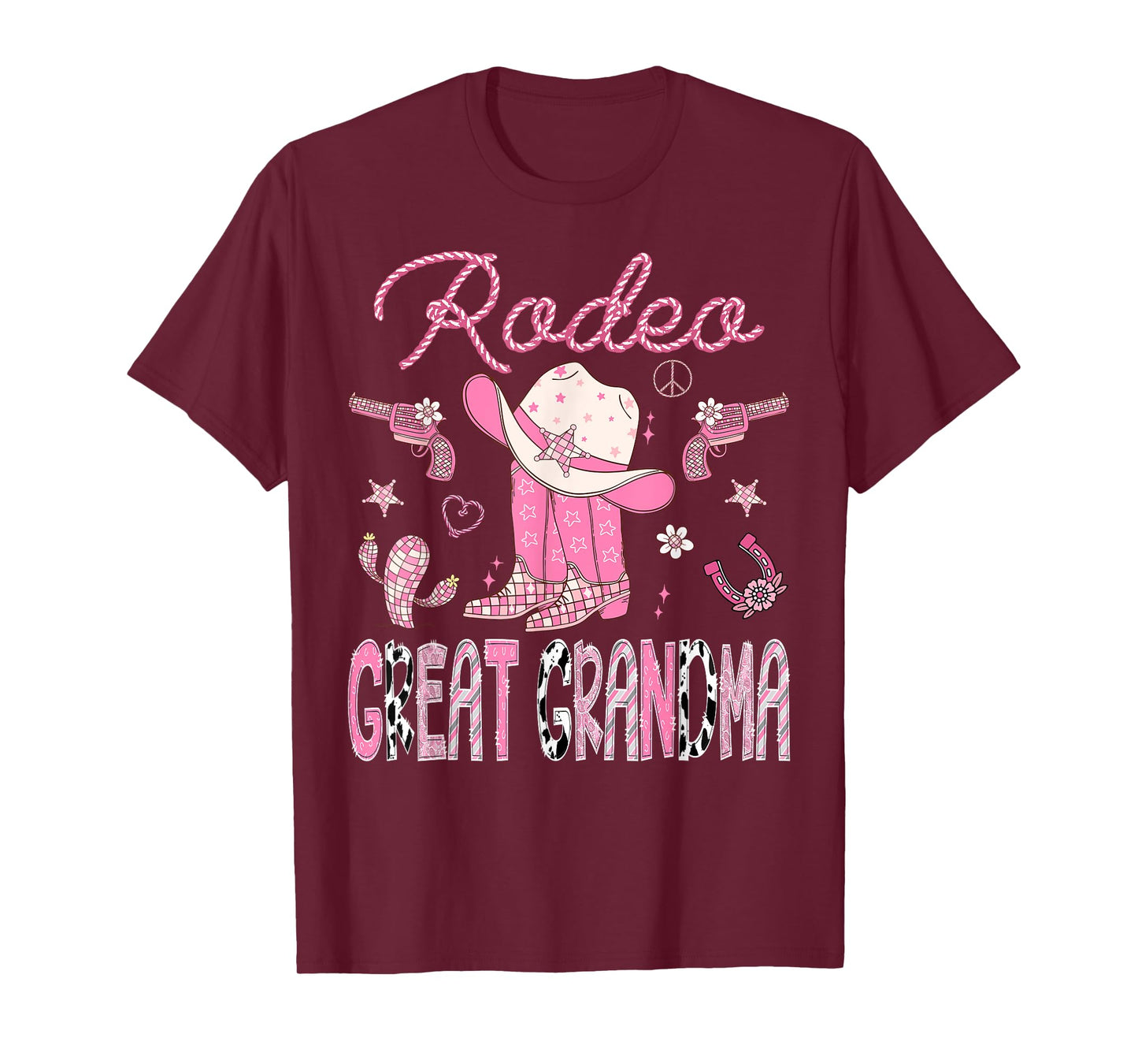 Rodeo Great Grandma 1St Birthday Pink Boots Disco Cowgirl T-Shirt