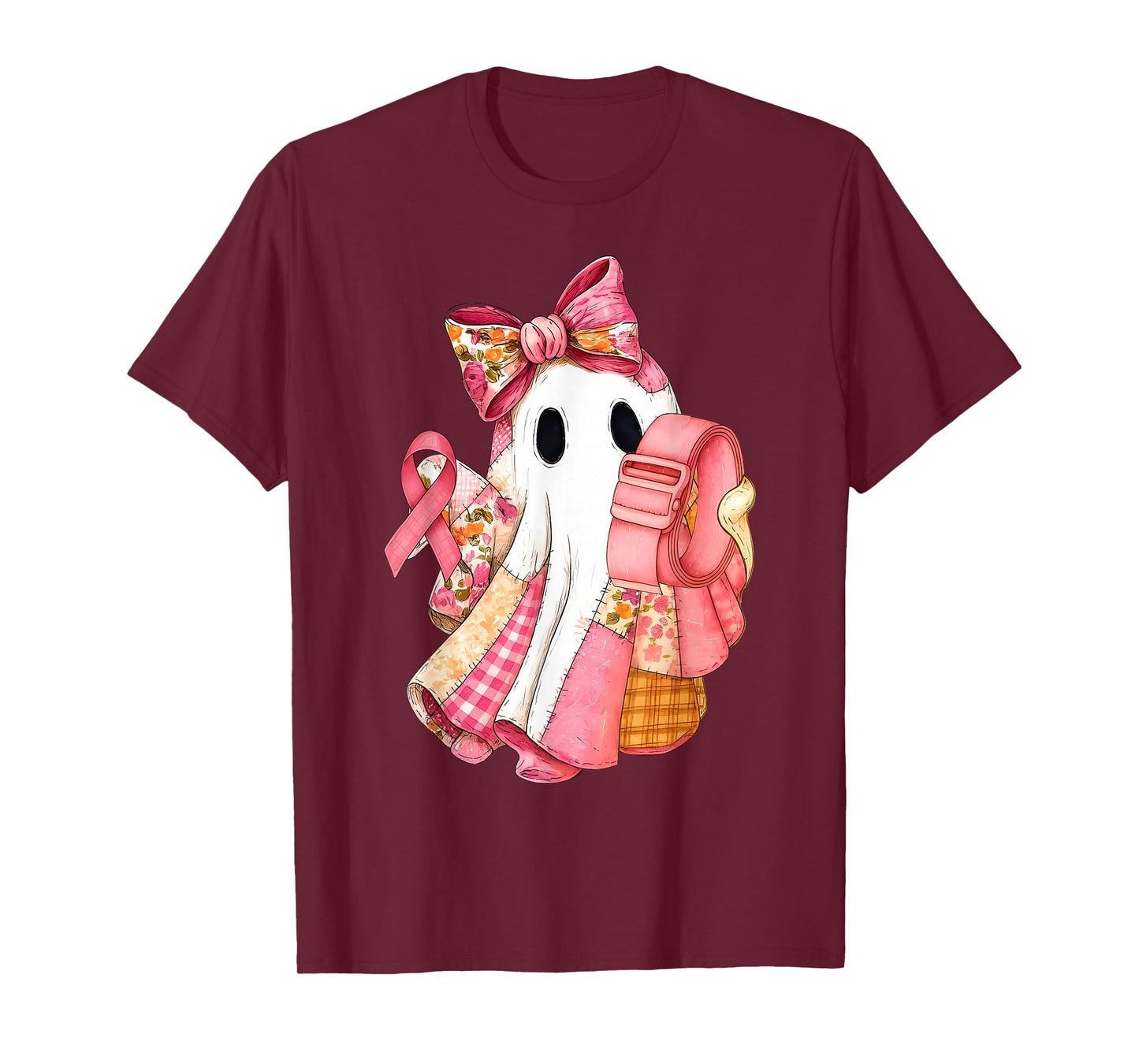 Physical Therapy Breast Cancer Pink Ribbon Ghost Halloween T-Shirt