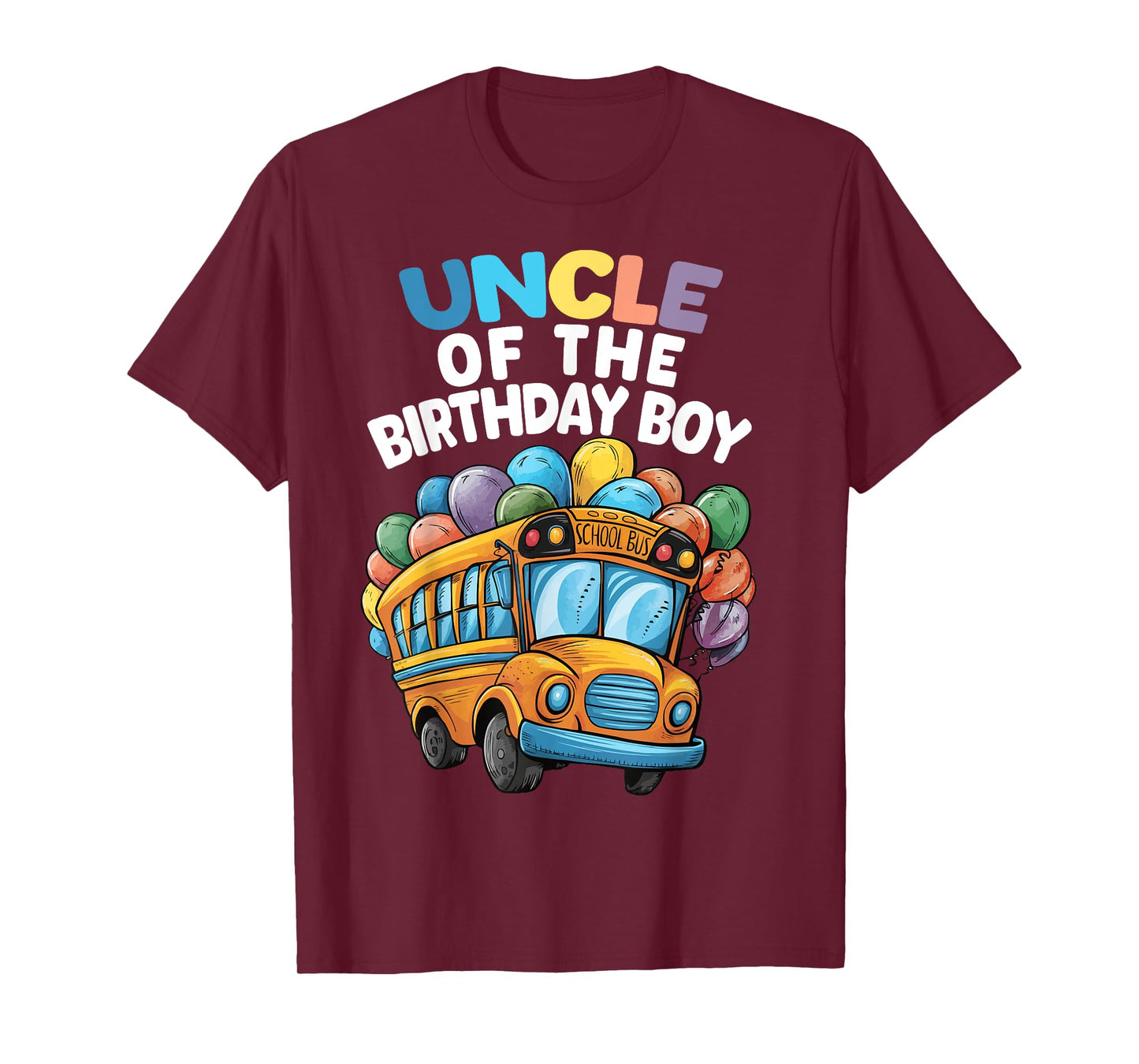 Funny Uncle Of The Birthday Boy School Bus Birthday Party T-Shirt