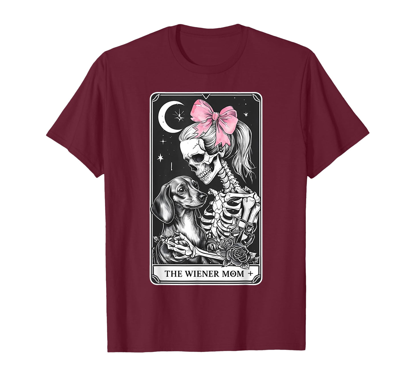 Dachshund Skeleton Tarot Card Coquette Bow Weenie Dog Mom T-Shirt for Men Women