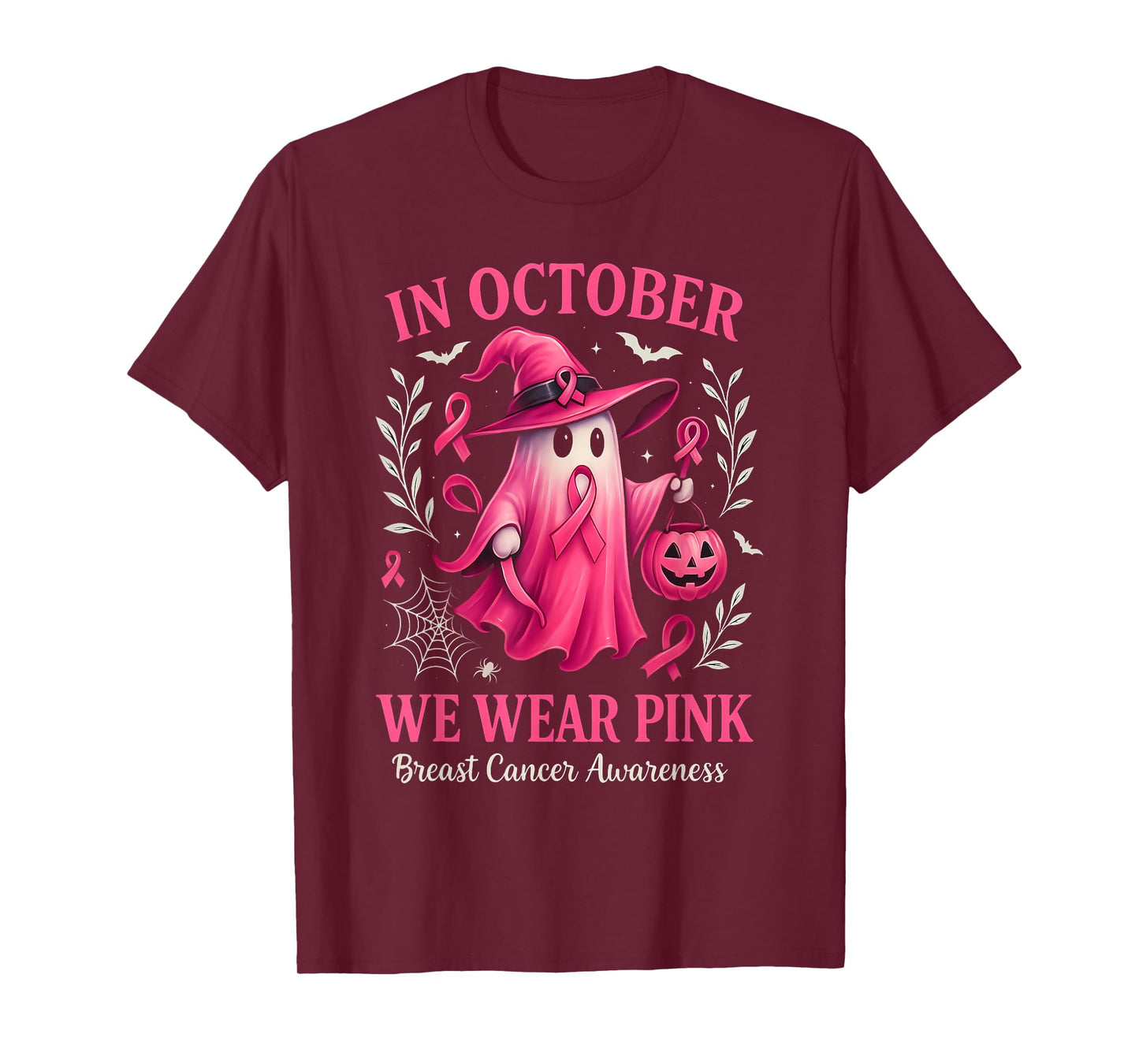 Breast Cancer Women Halloween in October We Wear Pink Gifts T-Shirt