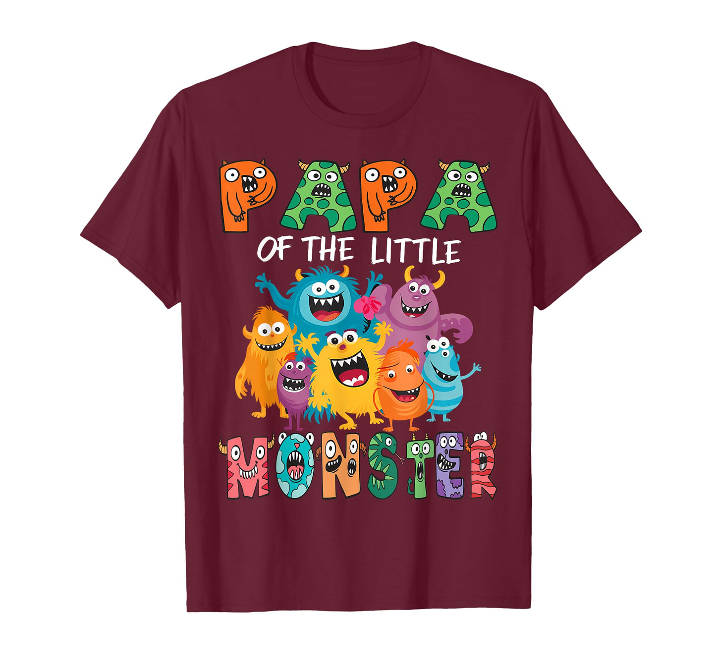Papa Of The Little Monster Kids 1St Birthday Party T-Shirt