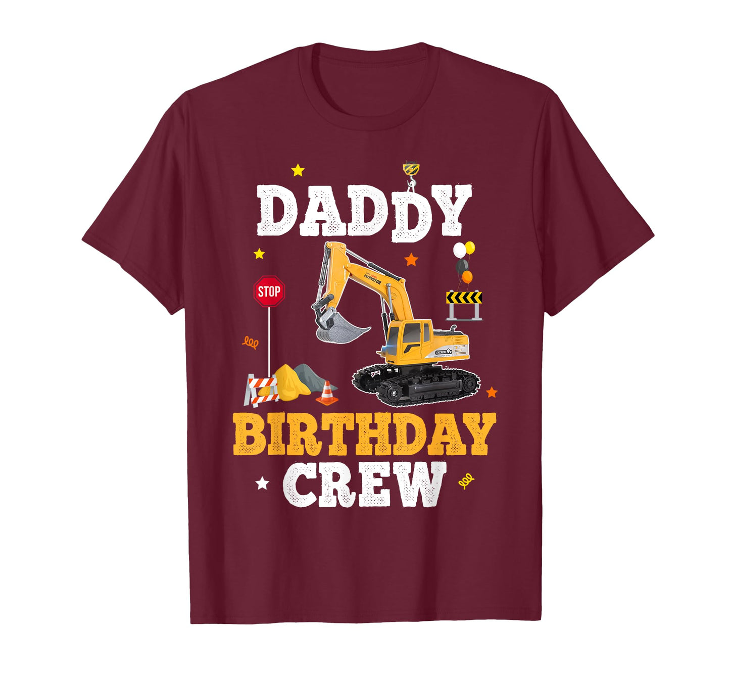 Daddy Birthday Crew Construction Matching Family Excavator T-Shirt