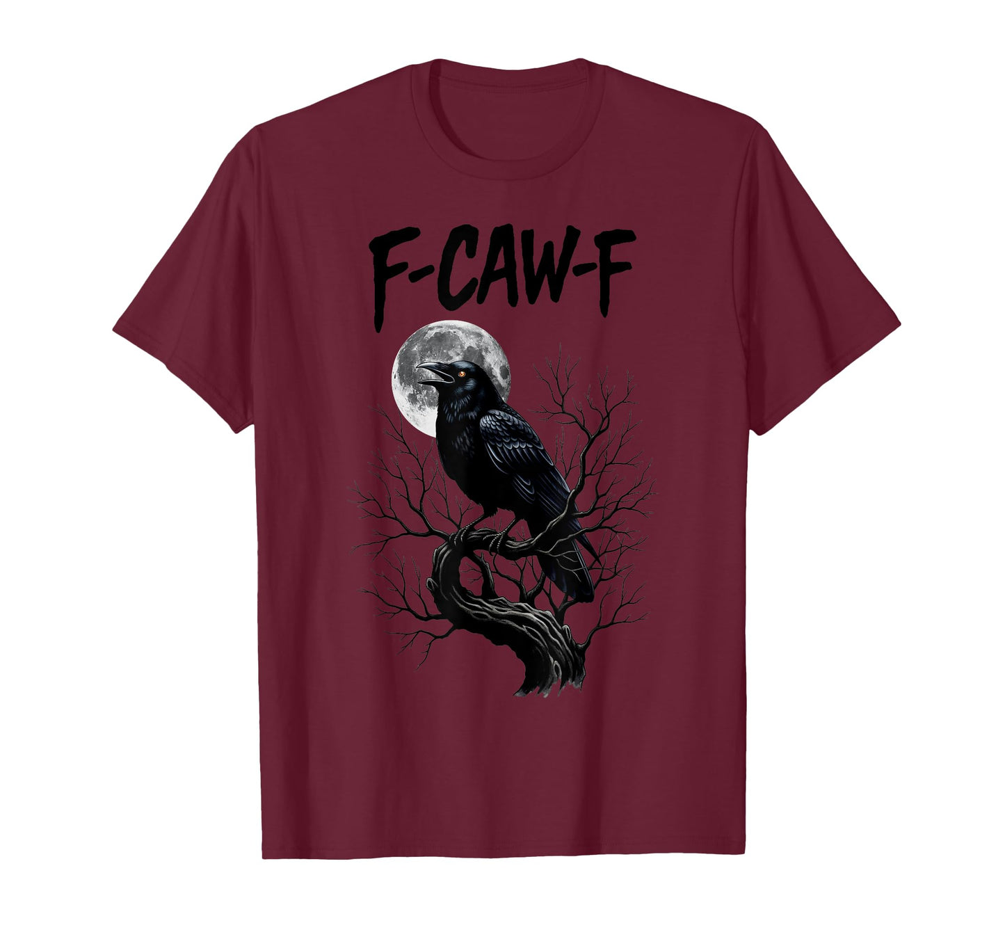 F Caw F Black Crow and Moon Gothic Crow Forest Art Tee T-Shirt