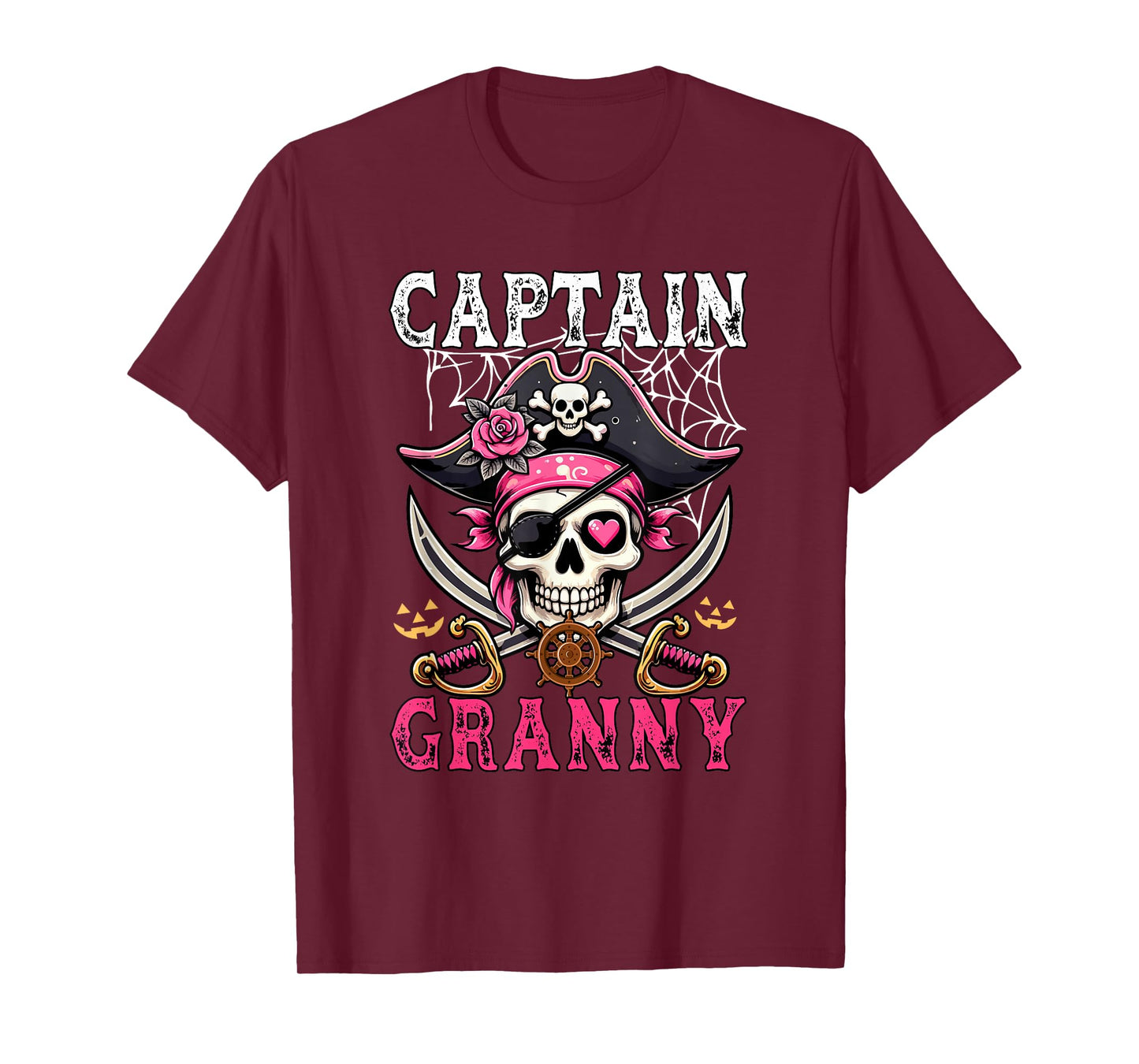 Captain Granny Halloween Skull As Pirate Floral Cute Women T-Shirt