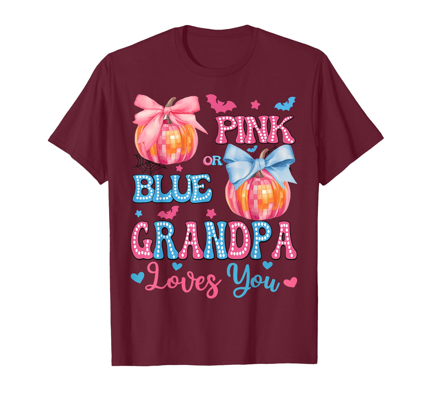 Pink or Blue Grandpa Loves You Gender Reveal Halloween T-Shirt