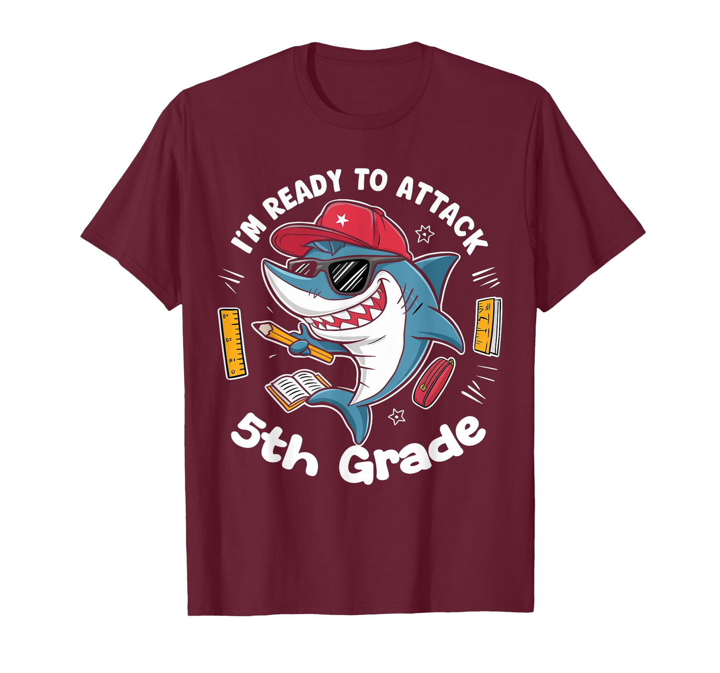 I'm Ready to Attack 5th Grade Shark Back to School Funny T-Shirt