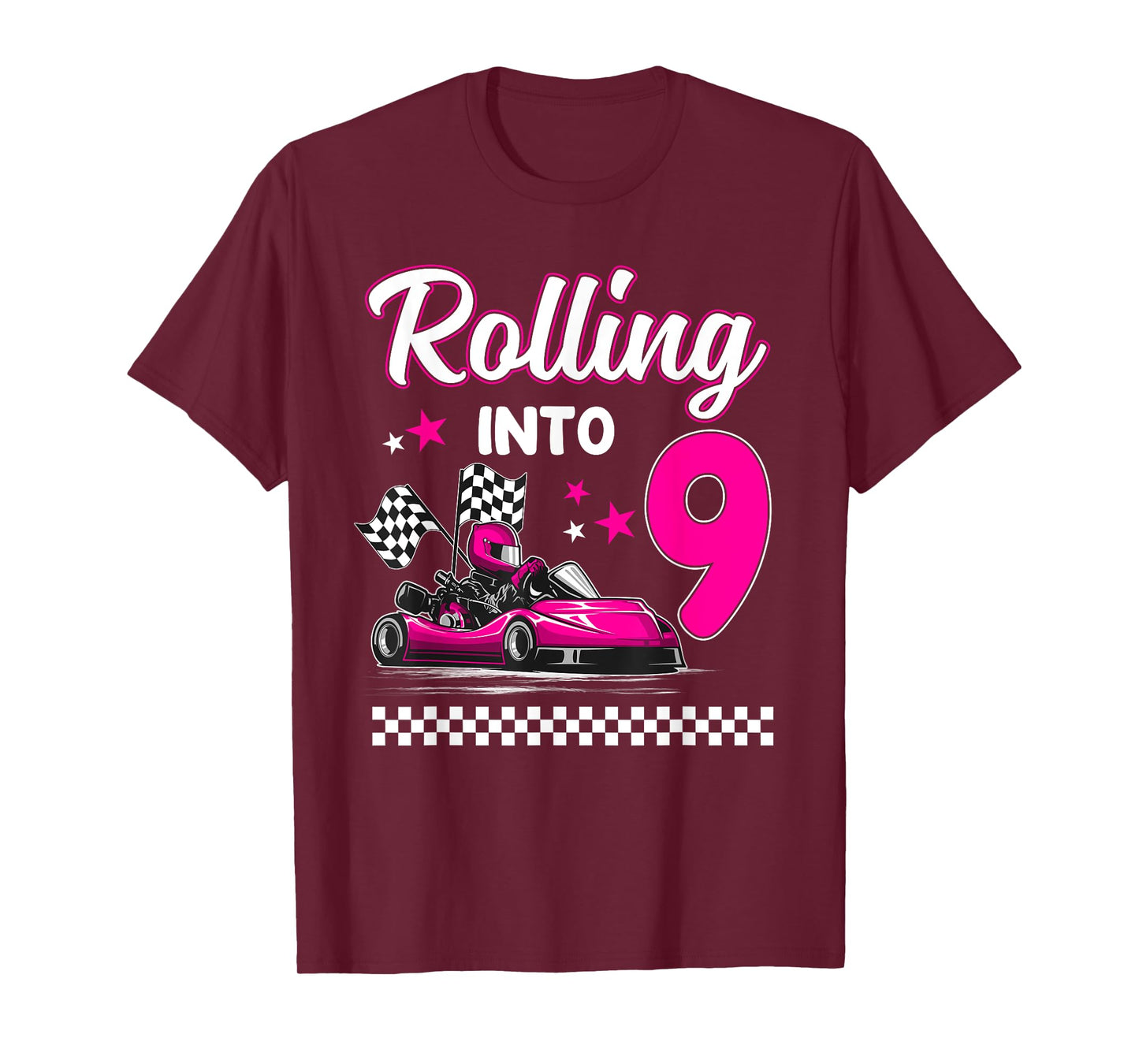 Rolling into 9 Year Old Go Kart Racing 9th Girl Birthday T-Shirt