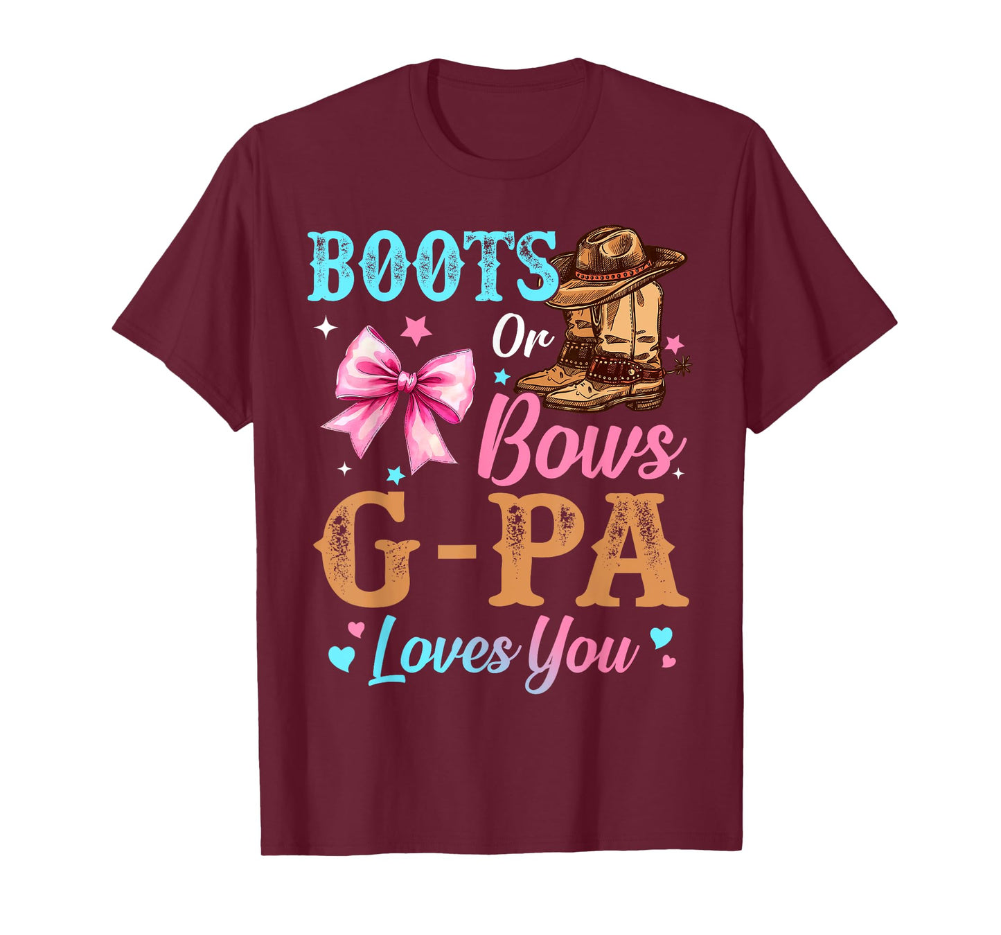 Boots or Bows G-Pa Loves You Gender Reveal Family T-Shirt