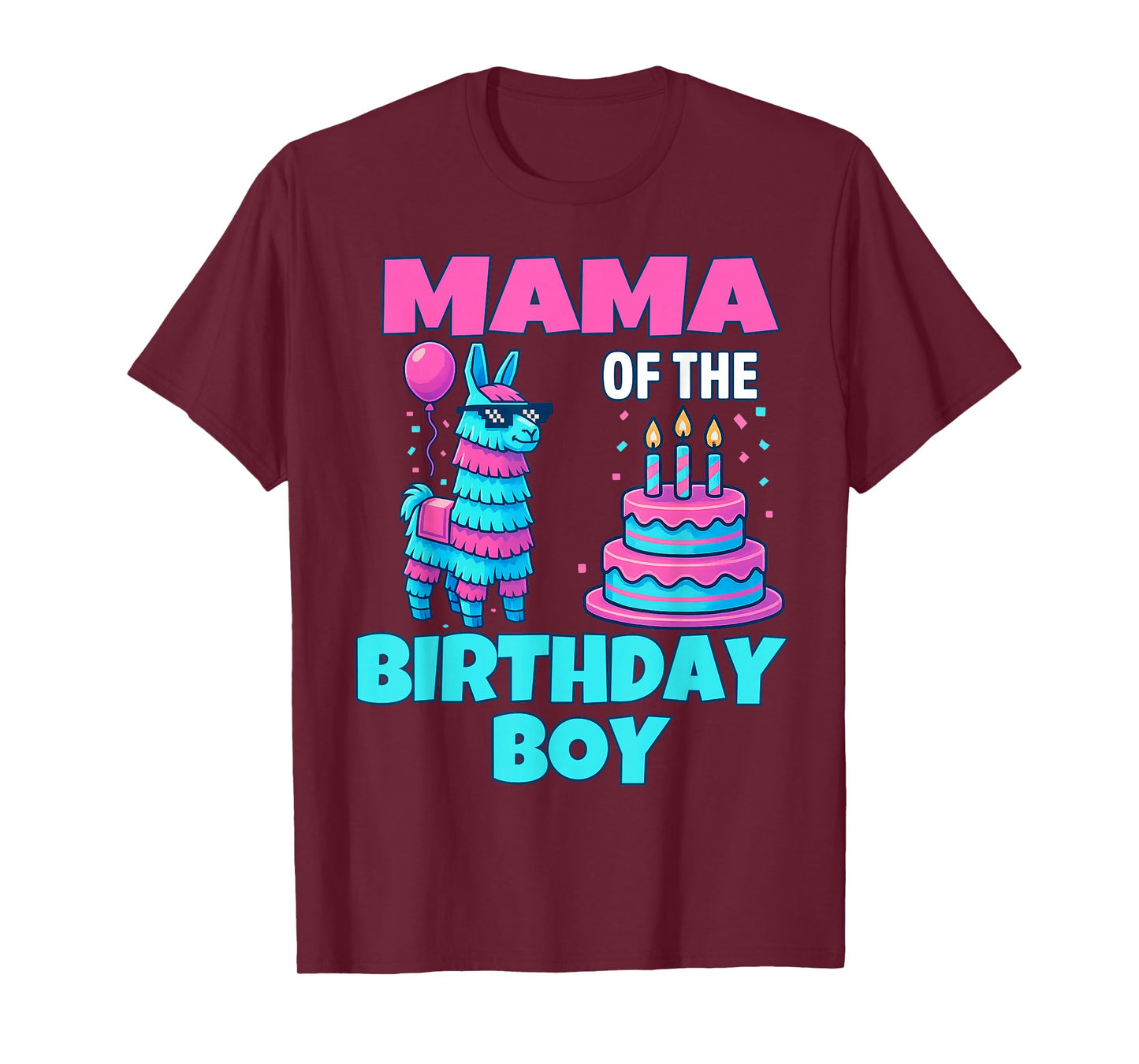 mama Birthday Boy Llama Pinata Party family mathing women T-Shirt