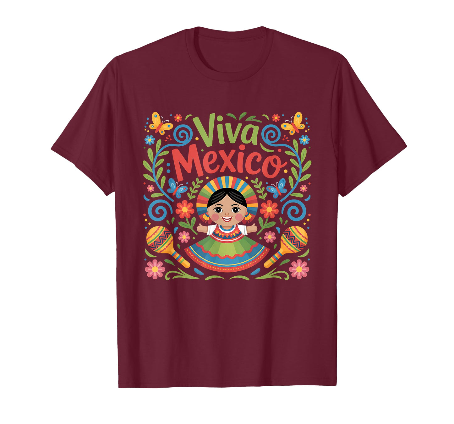Viva Mexico Colorful Folk Art Mexican Independence Day T-Shirt