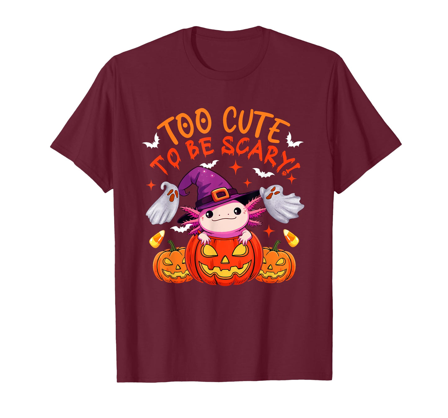 Too Cute Funny Joke Scary Halloween Axolotl Cosplay Witch T-Shirt