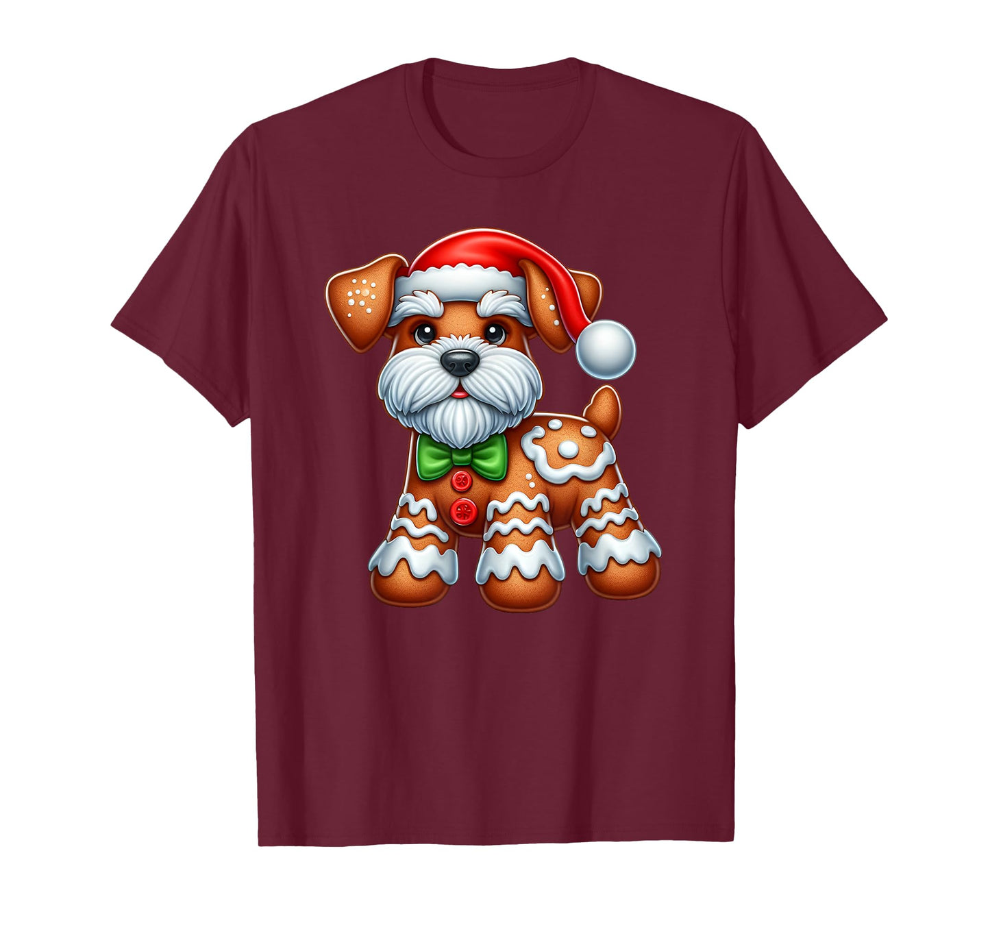 Gingerbread Man Miniature Schnauzer Christmas Womens Mens T-Shirt