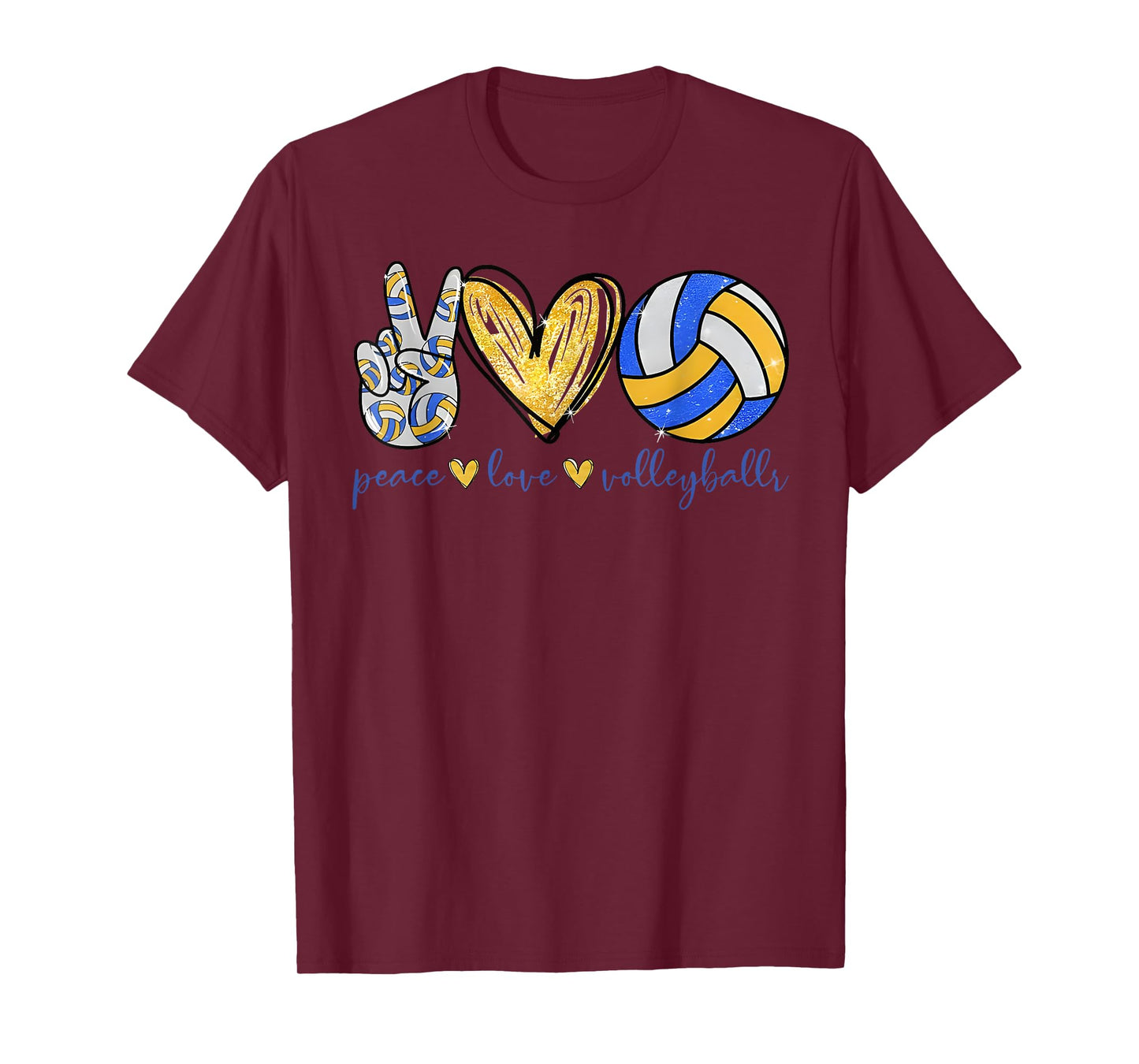 Peace Love Volleyball Retro Art Volleyball Player Gifts T-Shirt