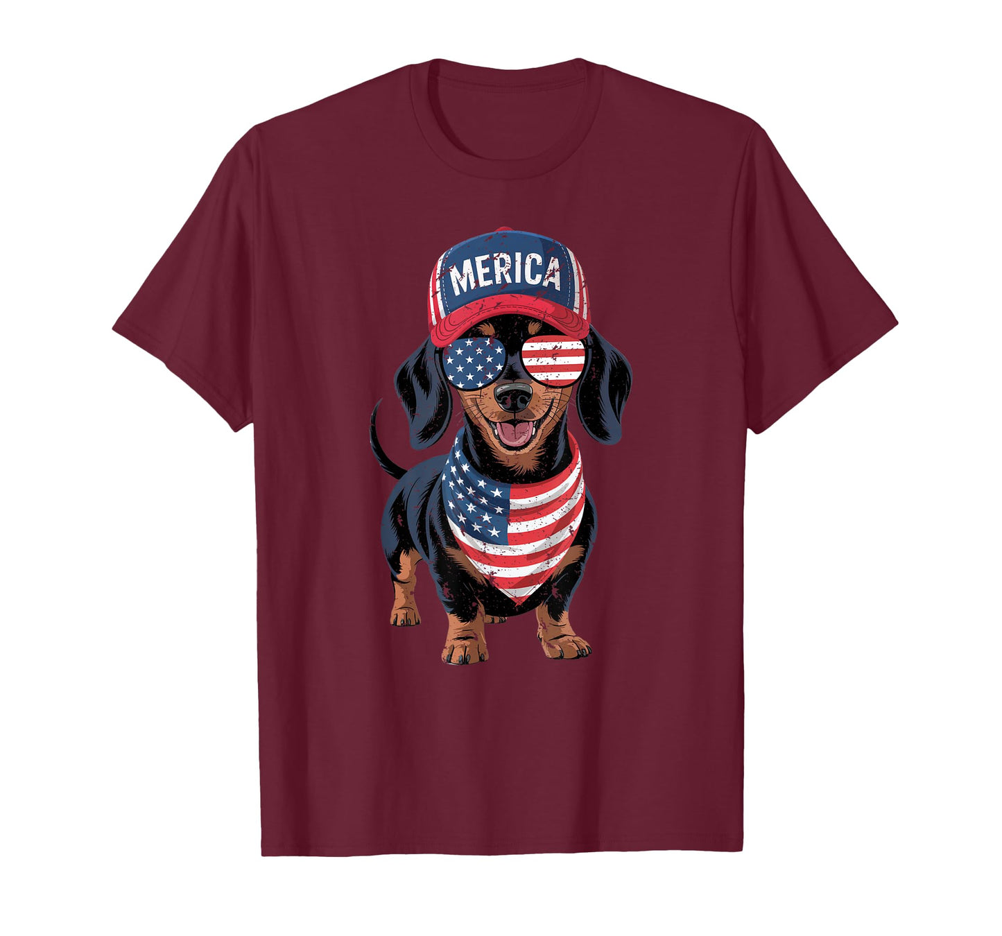 Dachshund 4th of July US American Flag Doxie Dog Patriotic Men Women Kids T-Shirt