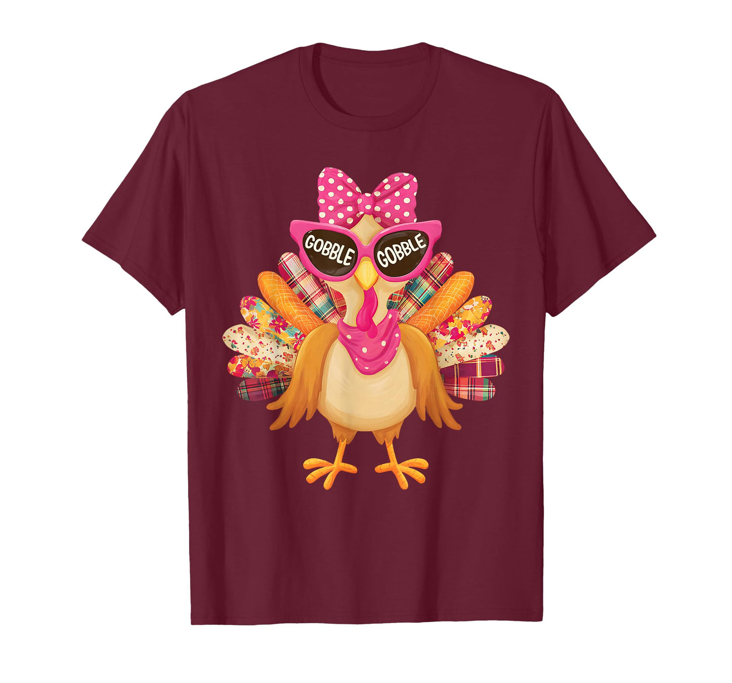 Gobble Gobble Turkey Day Girls Kids Happy Thanksgiving T-Shirt