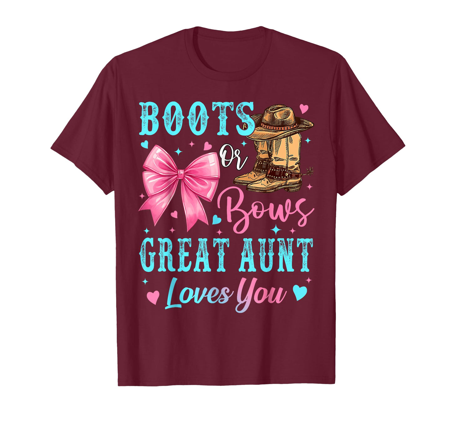Boots or Bows Great Aunt Loves You Gender Reveal Family T-Shirt