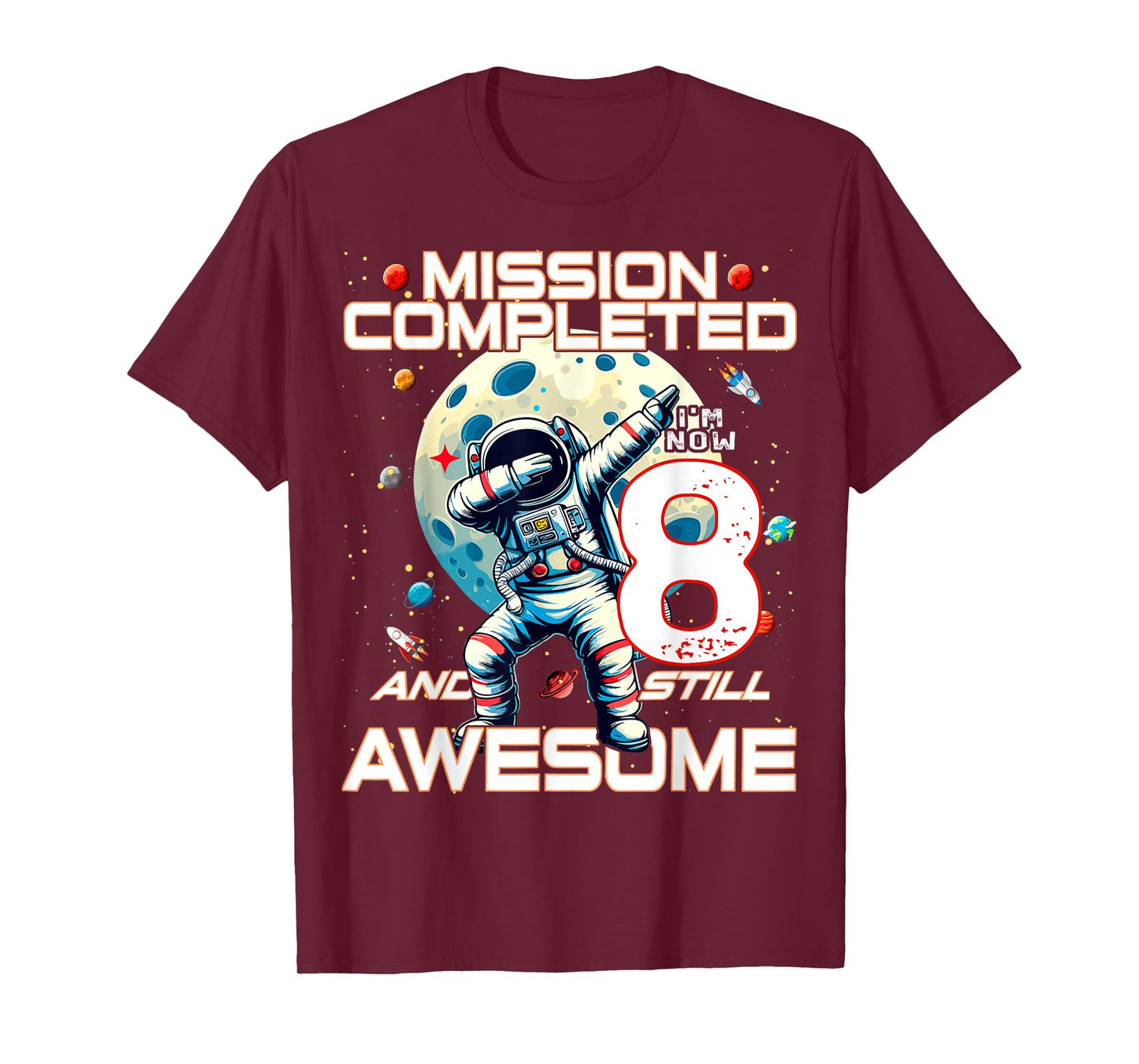 8th Birthday Astronaut Astronomy 8th Year Old Birthday T-Shirt