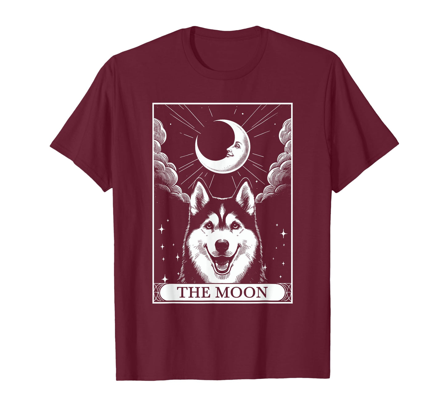 Tarot Card Vintage Crescent Moon Siberian Husky Dog Mom T-Shirt