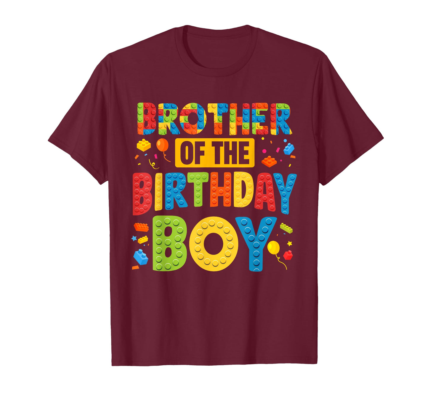 Brother Of The Birthday Boy Shirt Building Block Bday Party T-Shirt