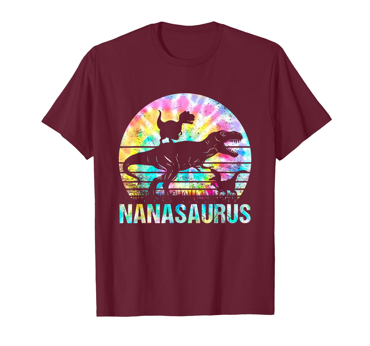 Nanasaurus T Rex Dinosaur Mom Saurus Tie Dye Vintage 70s T-Shirt