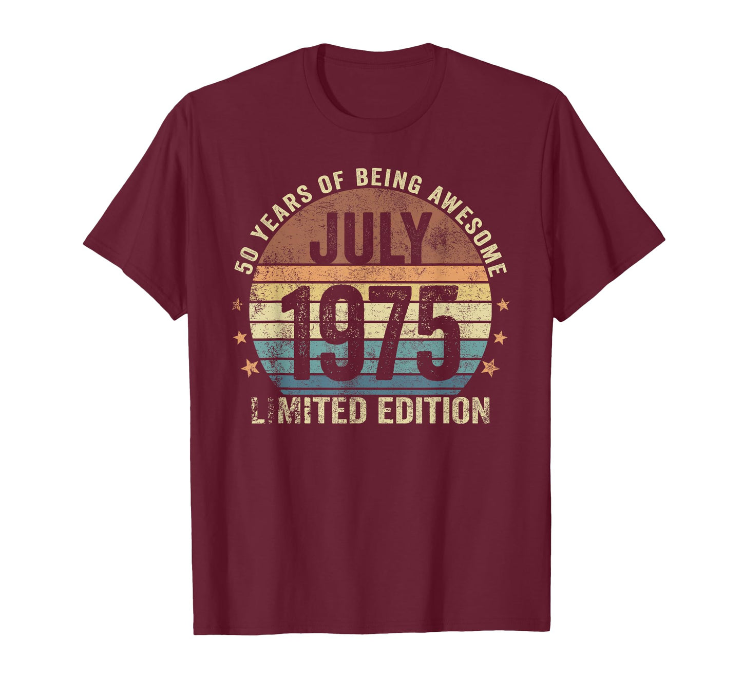 Retro 50 Years Old Vintage July 1975 50th Birthday Men Women T-Shirt