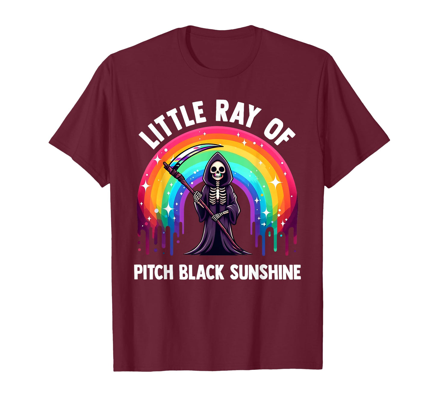 Little Ray Of Pitch Black Sunshine Death Rainbow Halloween T-Shirt for Men Women