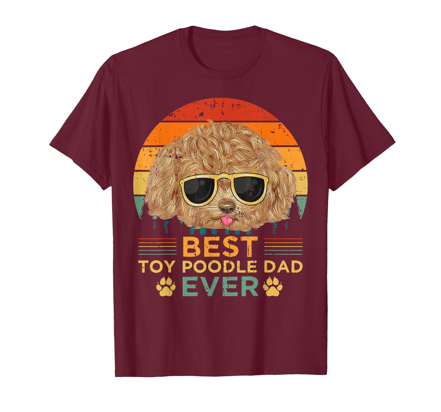 Mens Retro Vintage Sunset Best Toy Poodle Dad Father's Day T-Shirt