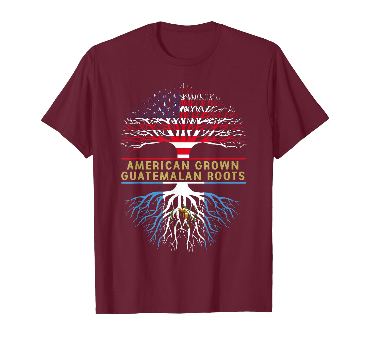 American Grown Guatemalan Roots America Guatemala Tree Flag T-Shirt