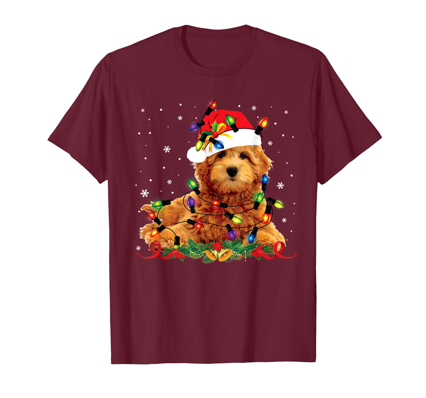 Goldendoodle Christmas Reindeer Lights Funny Dog Xmas Men Women Kids T-Shirt