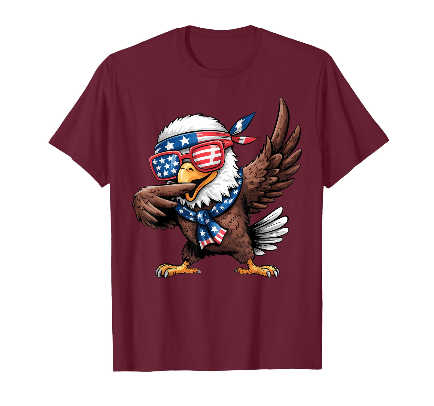 Funny Dabbing Bald Eagle USA Flag 4th of July Men Women T-Shirt