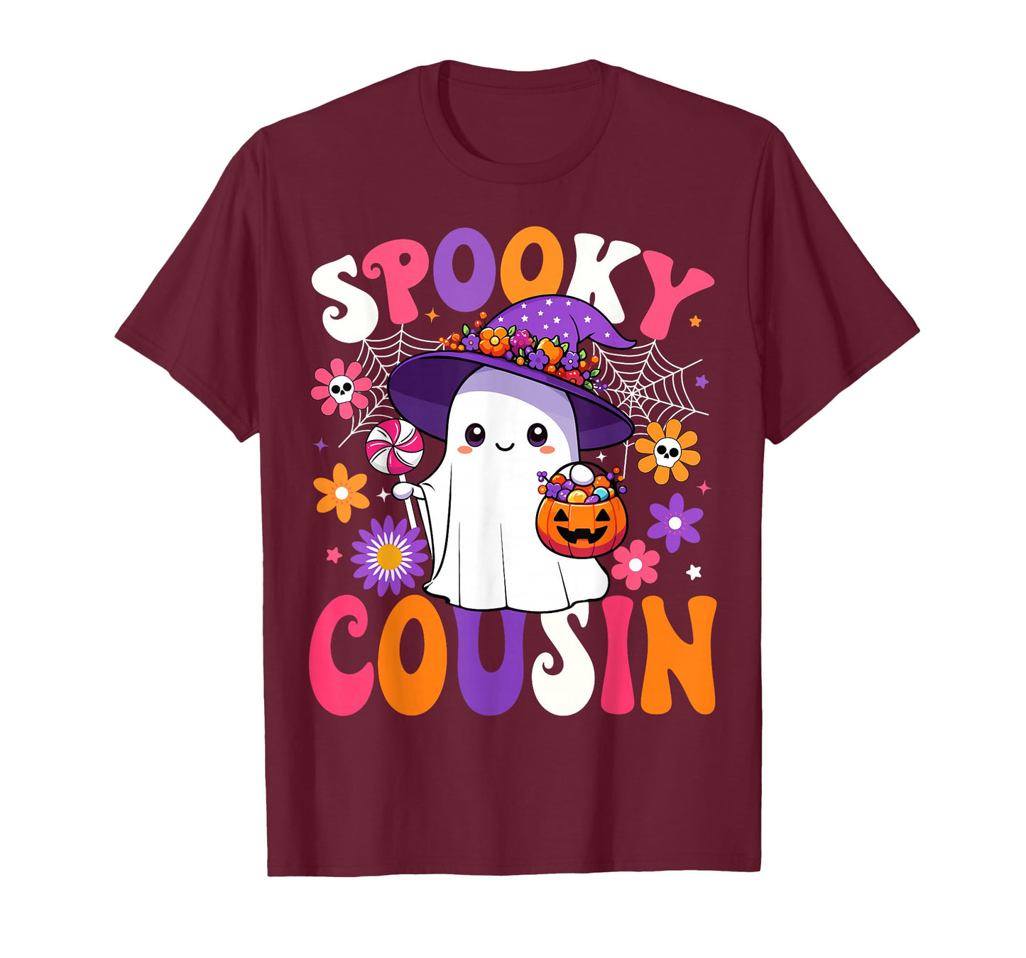 Groovy Spooky Cousin Halloween Ghost Pumpkin Halloween T-Shirt