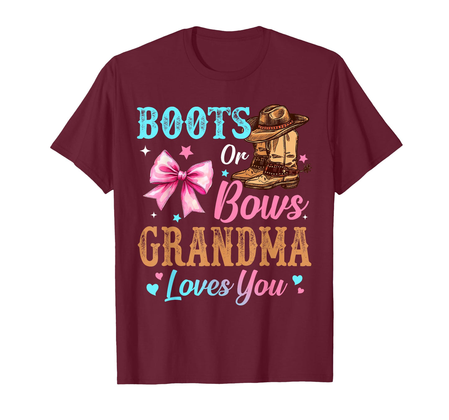 Boots or Bows Grandma Loves You Gender Reveal Family T-Shirt