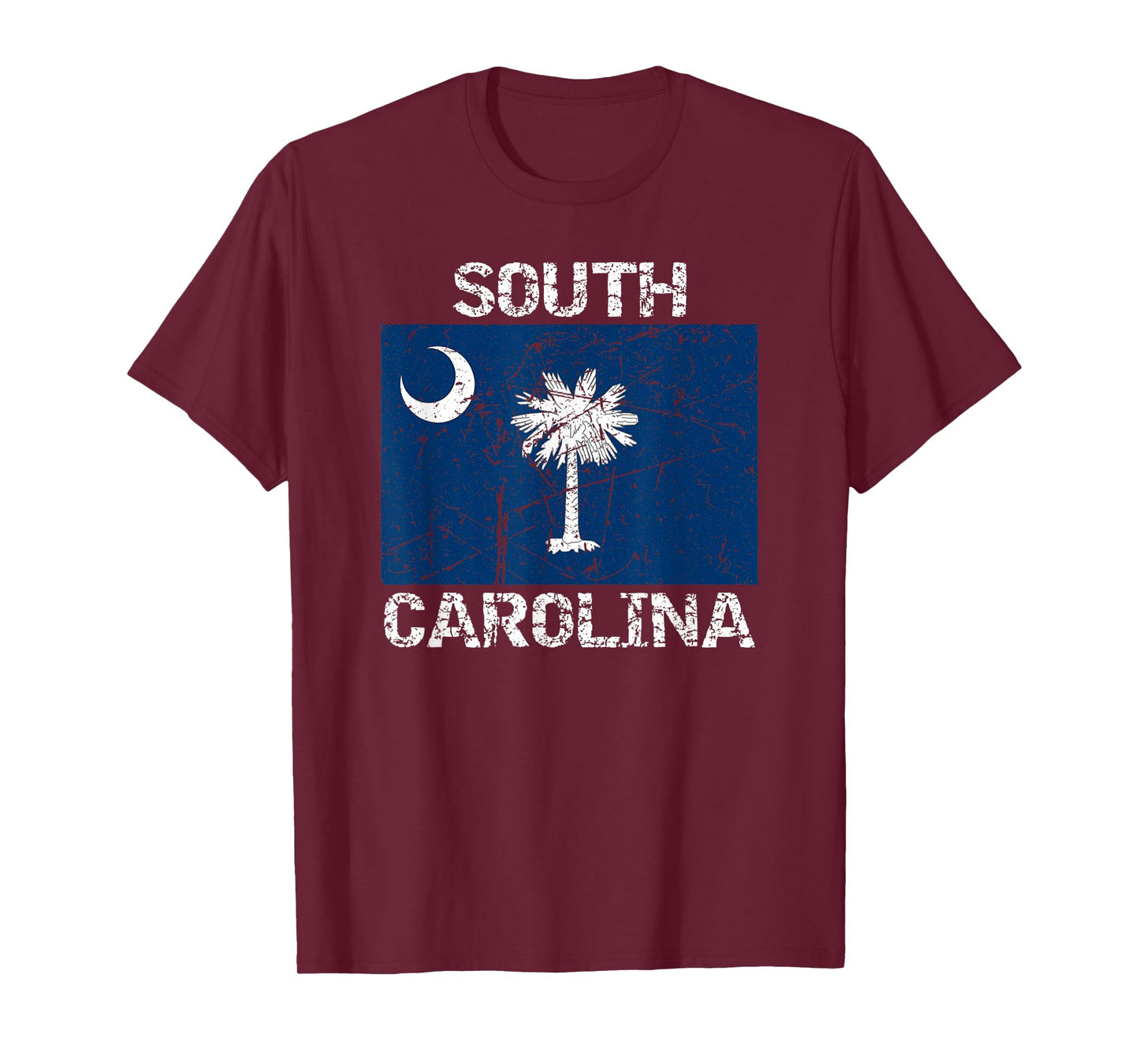 South Carolina Flag Distressed Palmetto Tree Crescent Moon T-Shirt